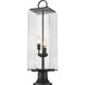 Sana 3 Light 28.5 inch Black Outdoor Pier Mounted Fixture in Seedy Glass