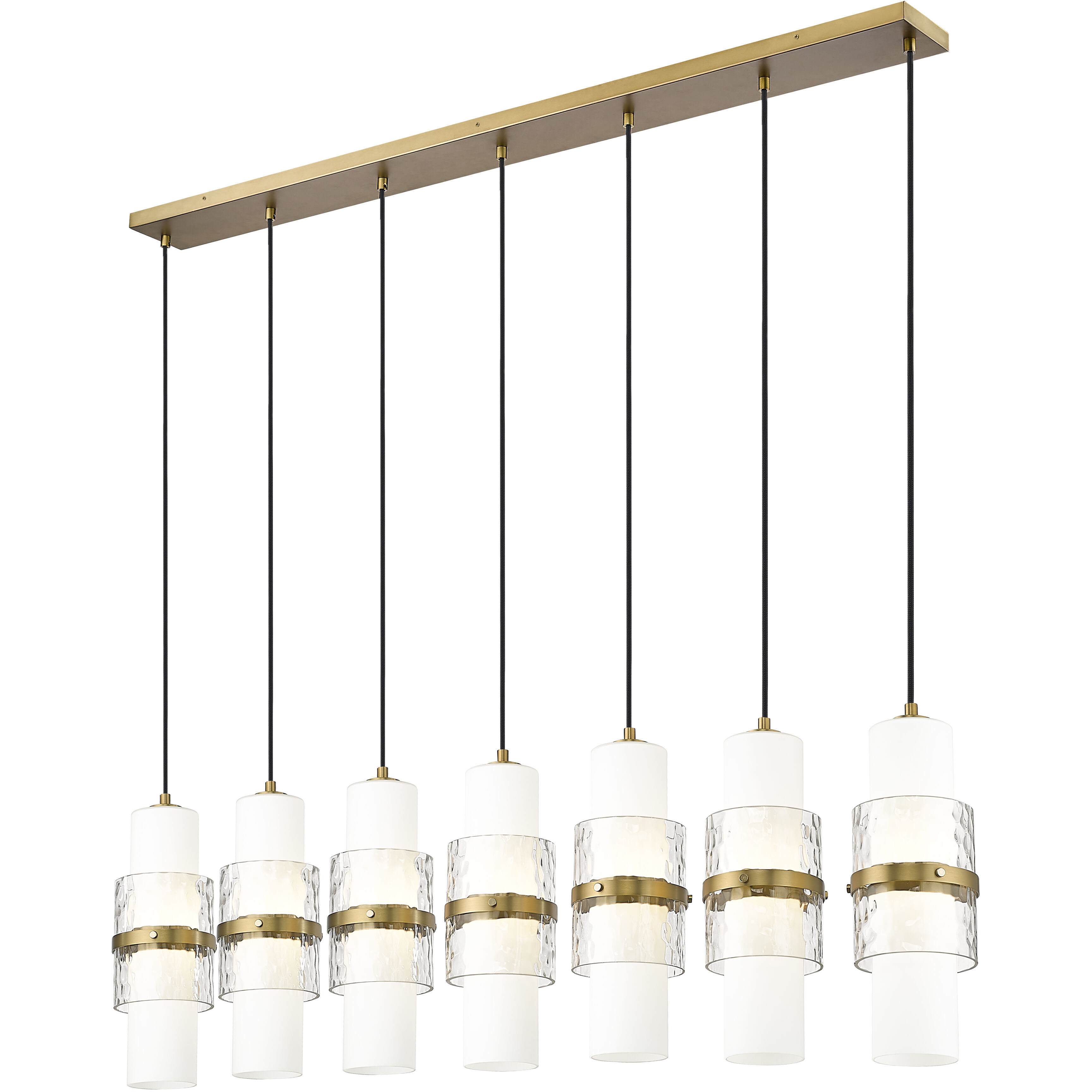 Cayden 7 Light 54 inch Modern Gold Linear Chandelier Ceiling Light