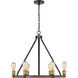 Kirkland 6 Light 25 inch Rustic Mahogany Chandelier Ceiling Light