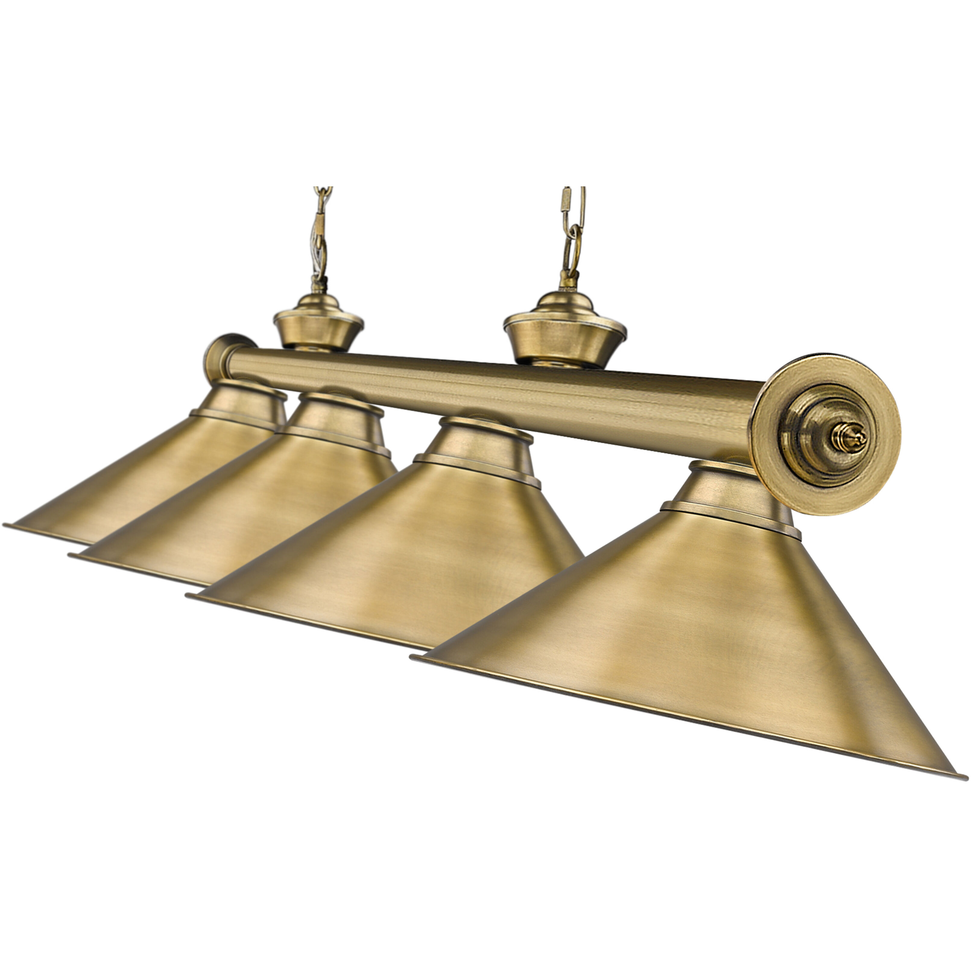 Cordon 4 Light 81.25 inch Rubbed Brass Billiard Ceiling Light in Rubbed Brass Metal