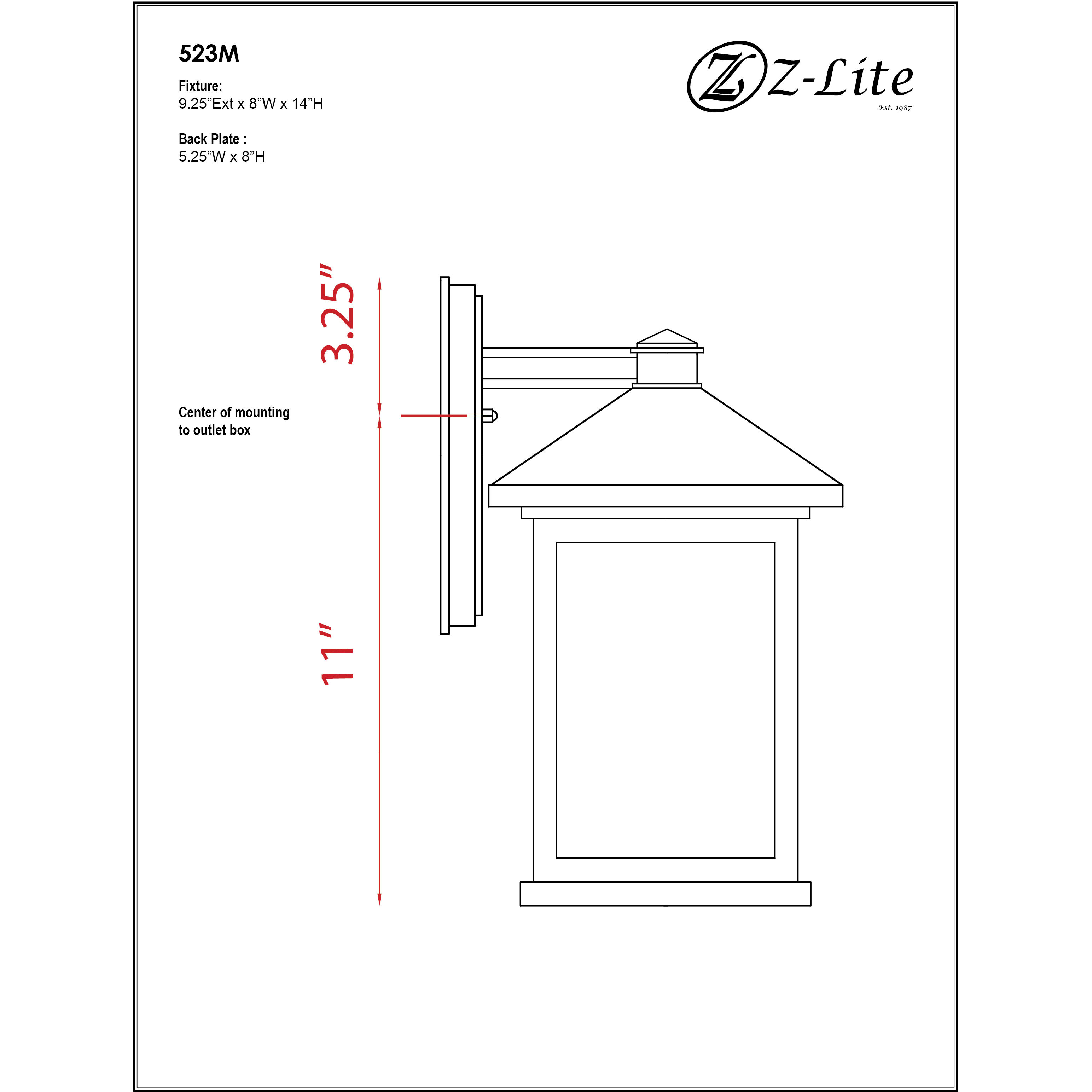 Mesa 1 Light 14 inch Black Outdoor Wall Light