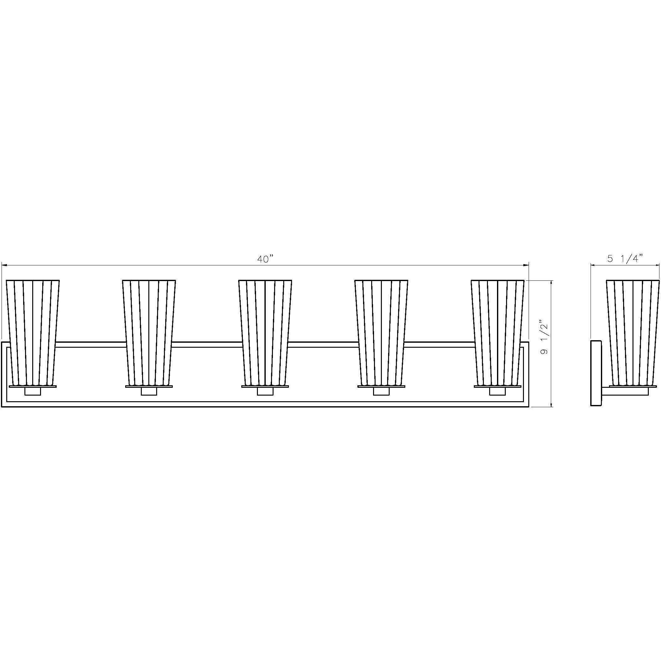 Titus 5 Light 40 inch Matte Black Bath Vanity Light Wall Light