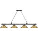 Cordon 4 Light 81.75 inch Bronze Billiard Ceiling Light in Rubbed Brass Metal
