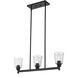 Bohin 3 Light 30 inch Matte Black Linear Chandelier Ceiling Light