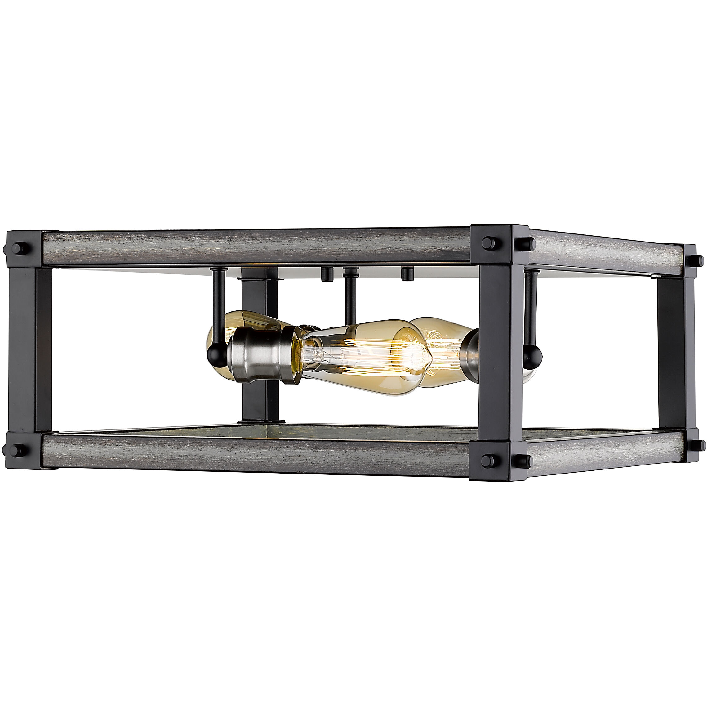 Kirkland 3 Light 16.25 inch Ashen Barnboard Flush Mount Ceiling Light