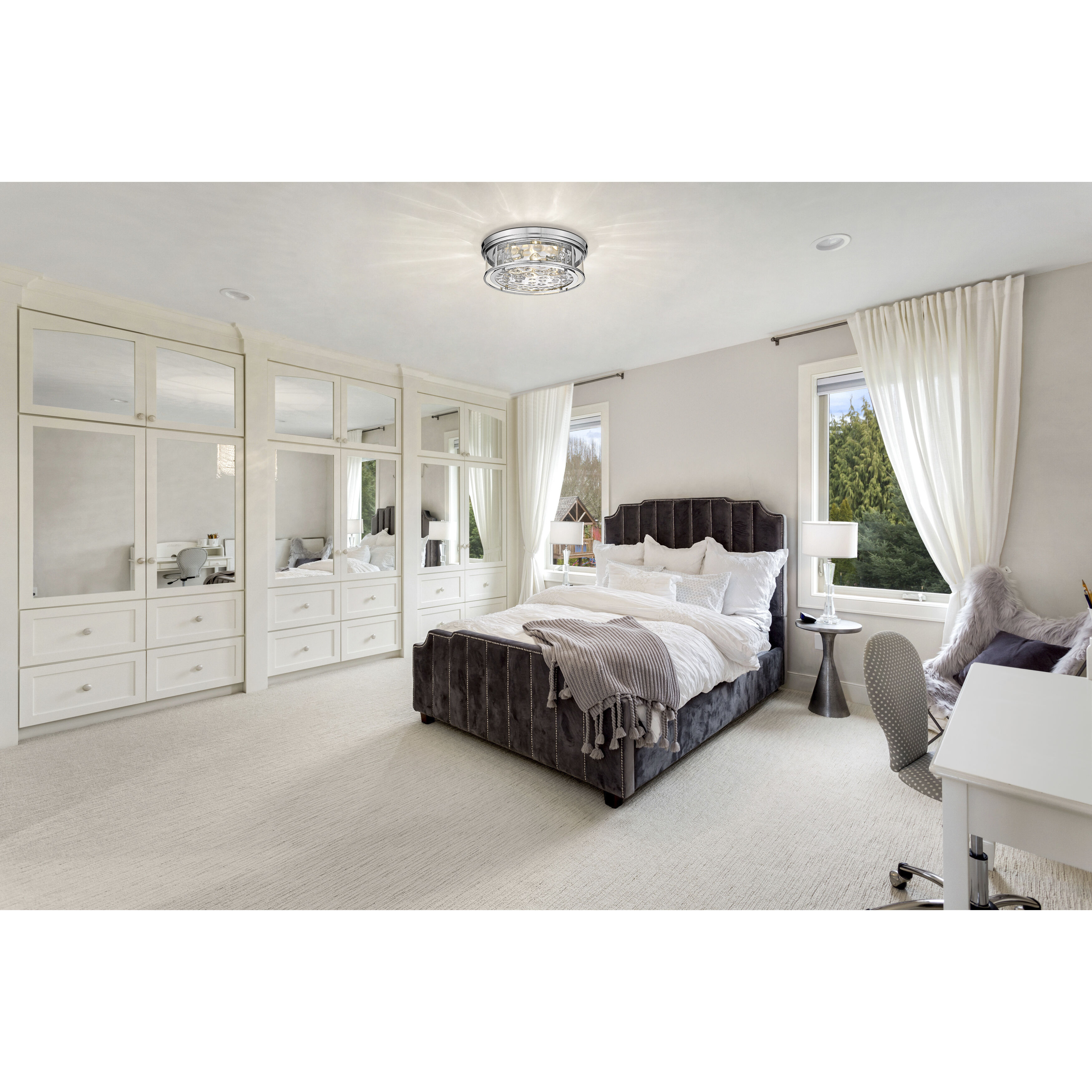 Clarion 4 Light 20.75 inch Polished Nickel Flush Mount Ceiling Light