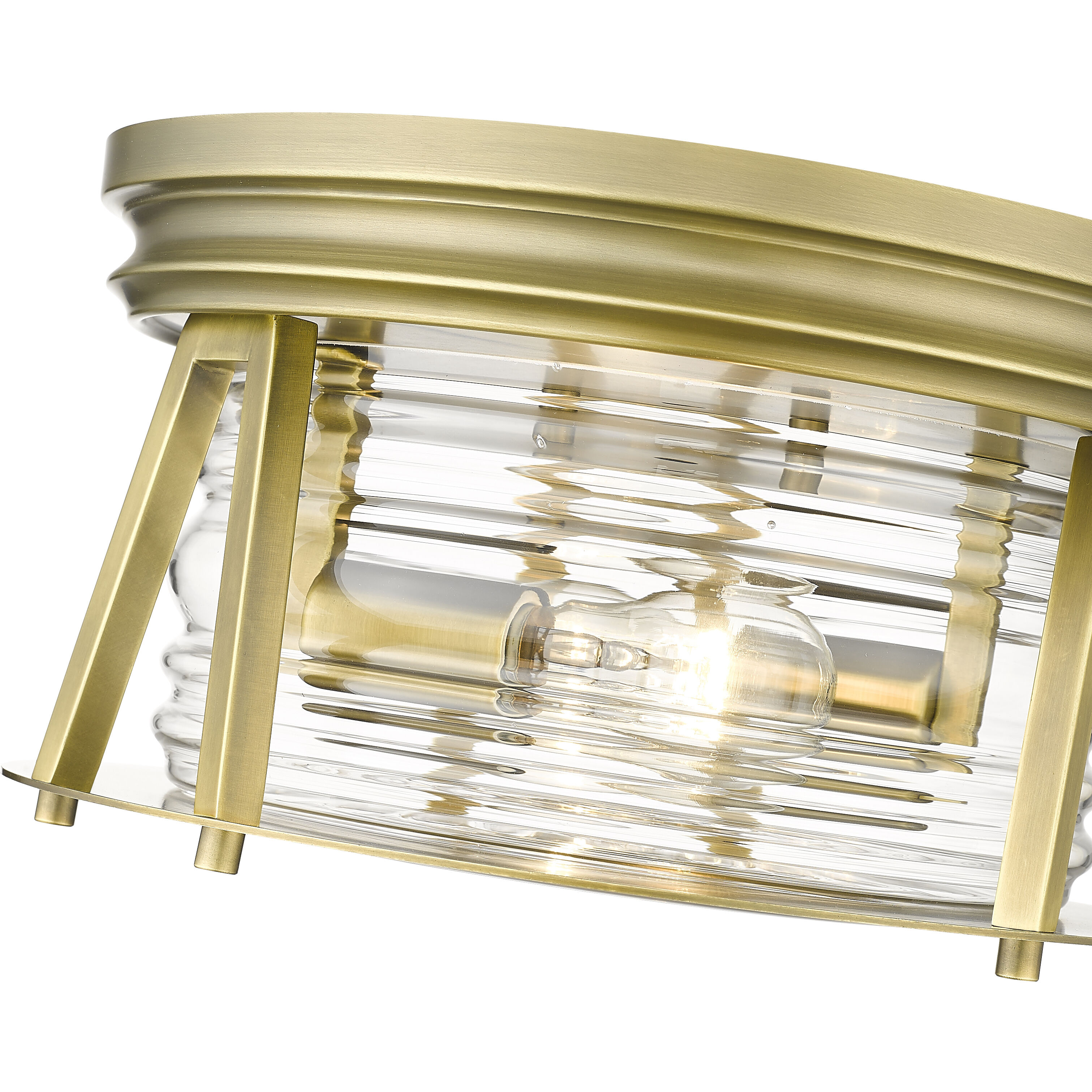 Cape Harbor 2 Light 12 inch Rubbed Brass Flush Mount Ceiling Light