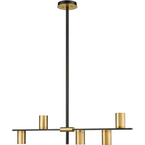 Calumet 5 Light 38 inch Matte Black/Olde Brass Linear Chandelier Ceiling Light in Matte Black and Olde Brass