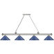 Cordon 4 Light 81.75 inch Brushed Nickel Billiard Ceiling Light in Navy Blue Steel