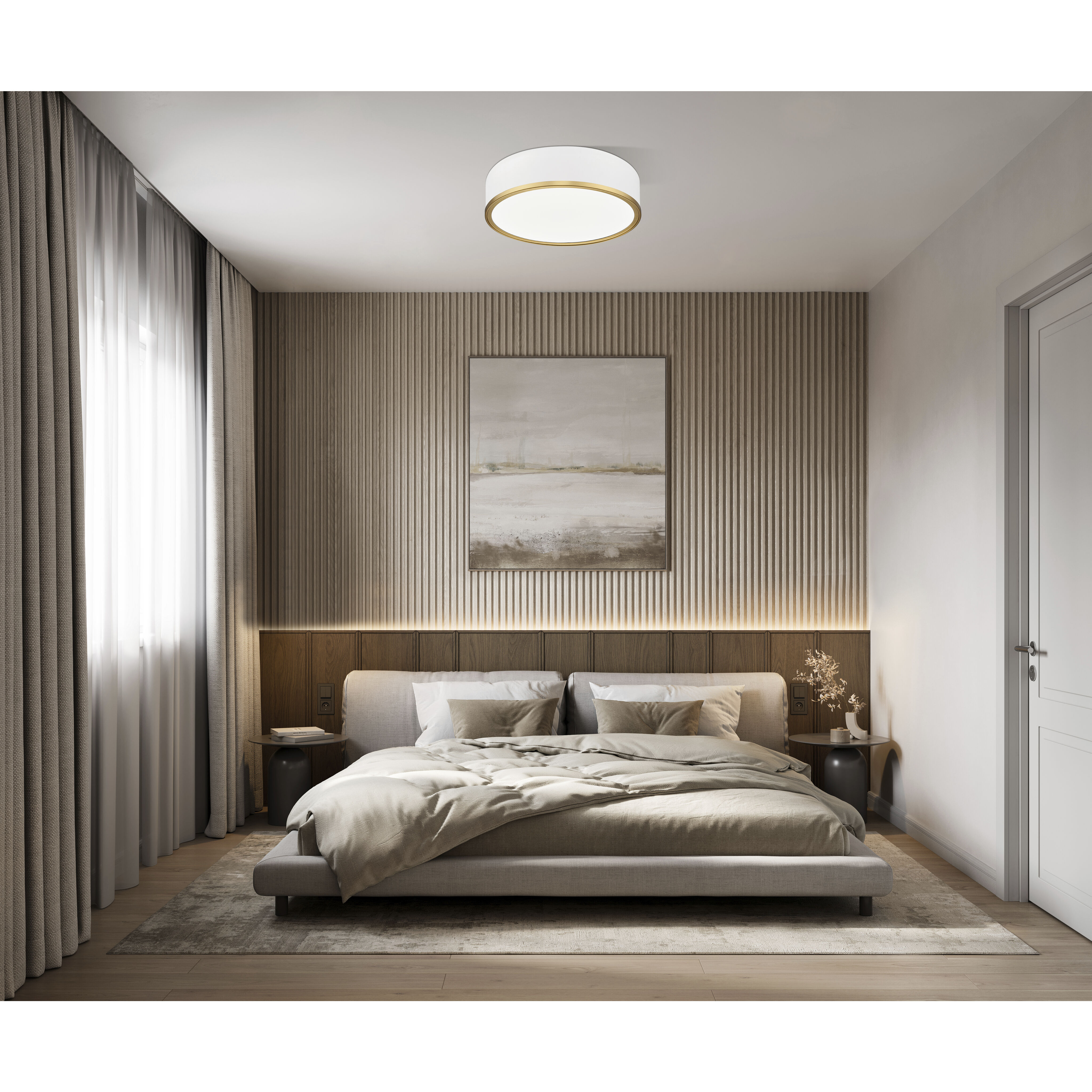 Bradley LED 16 inch Matte White and Modern Gold Flush Mount Ceiling Light