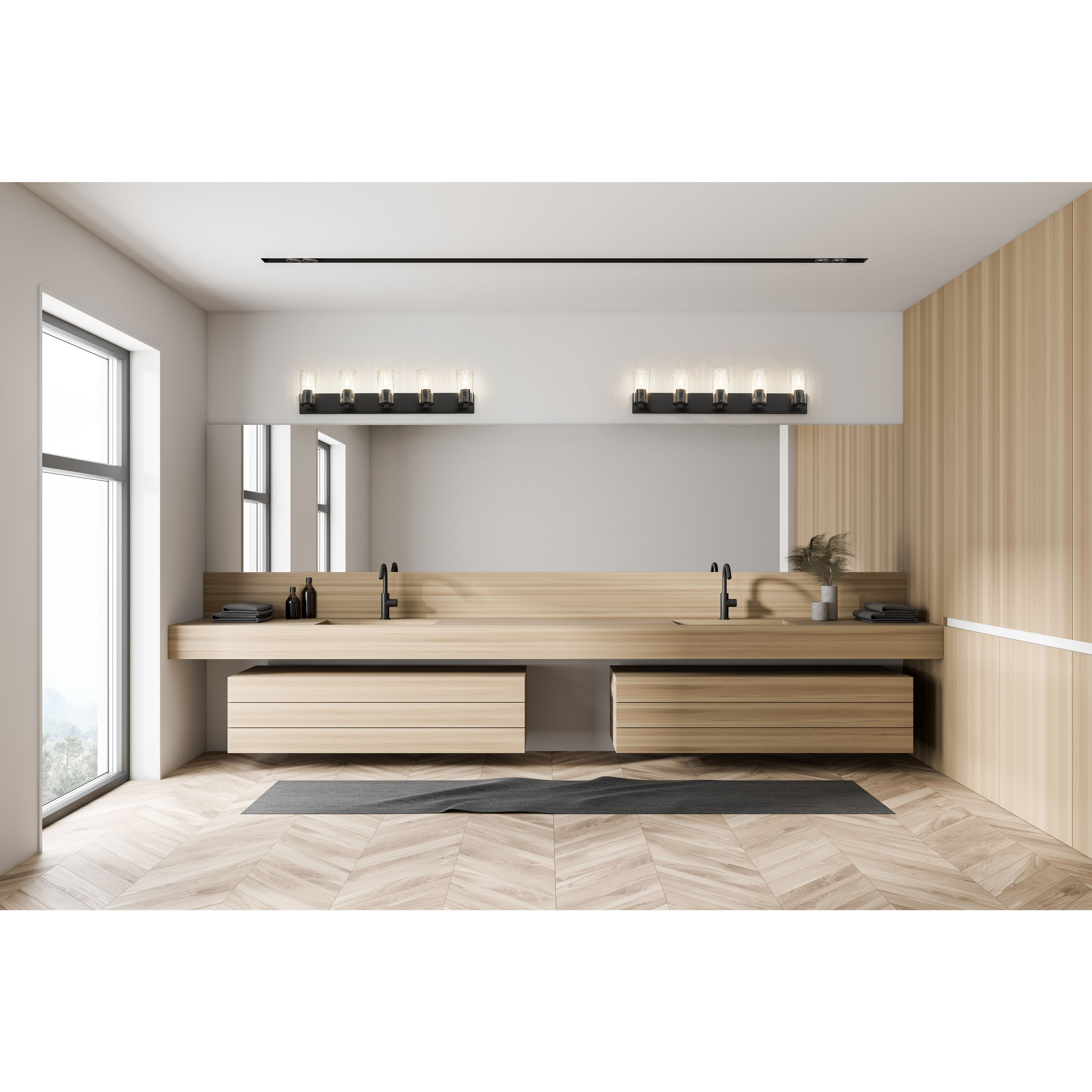 Titus 5 Light 40 inch Matte Black Bath Vanity Light Wall Light