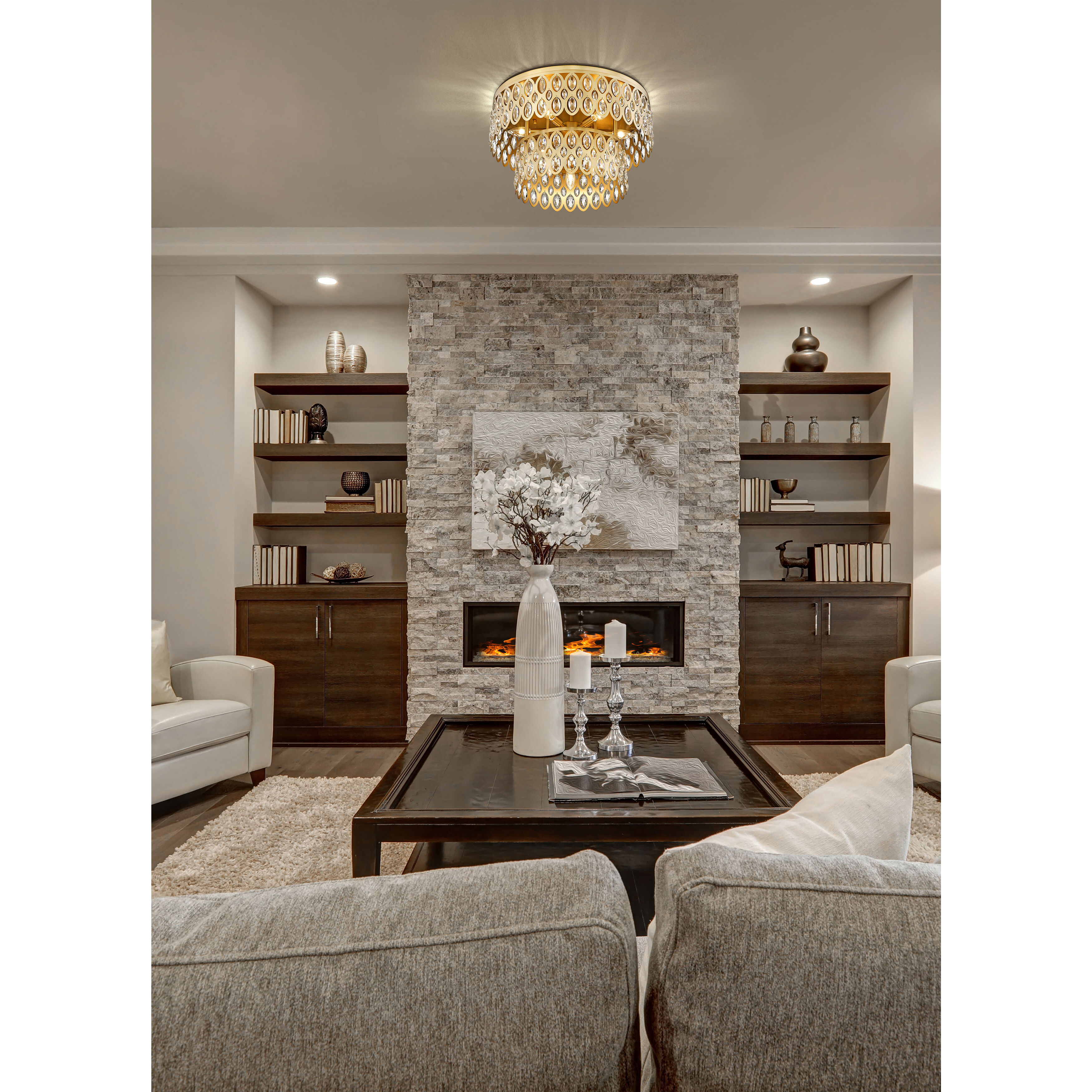 Dealey 9 Light 20 inch Heirloom Brass Flush Mount Ceiling Light