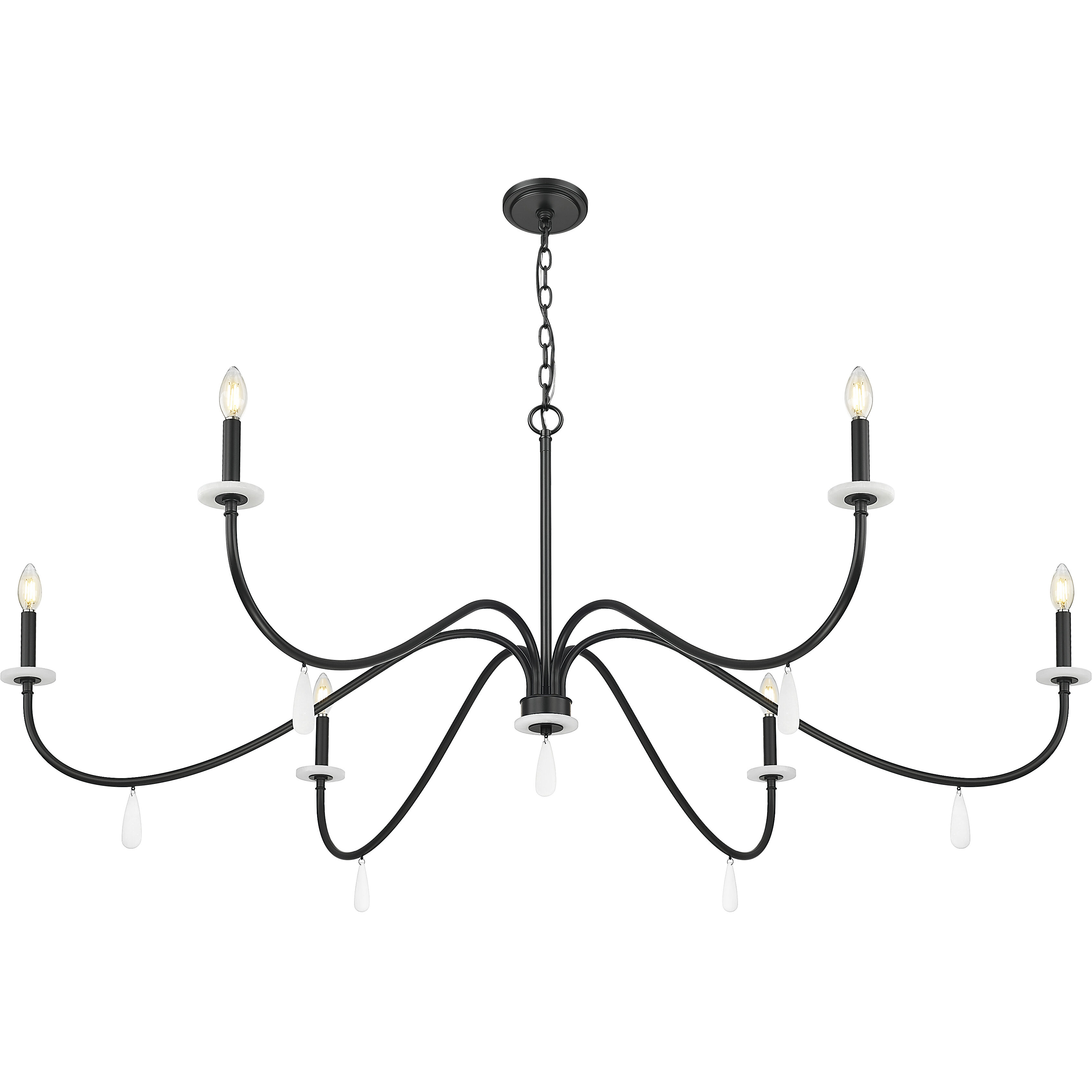 Toussant 6 Light 63 inch Matte Black Chandelier Ceiling Light