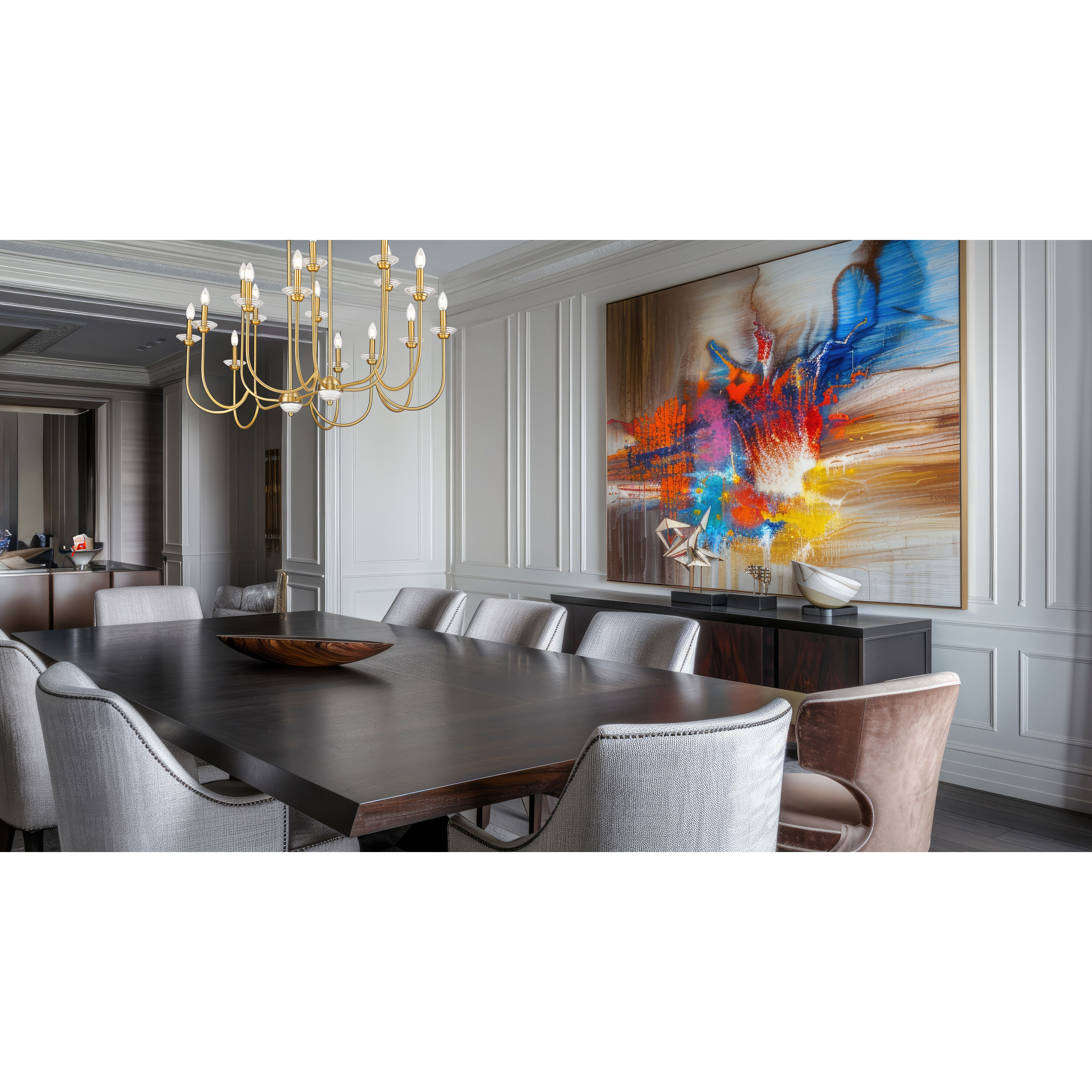 Allistair Linear Chandelier Ceiling Light in Modern Gold