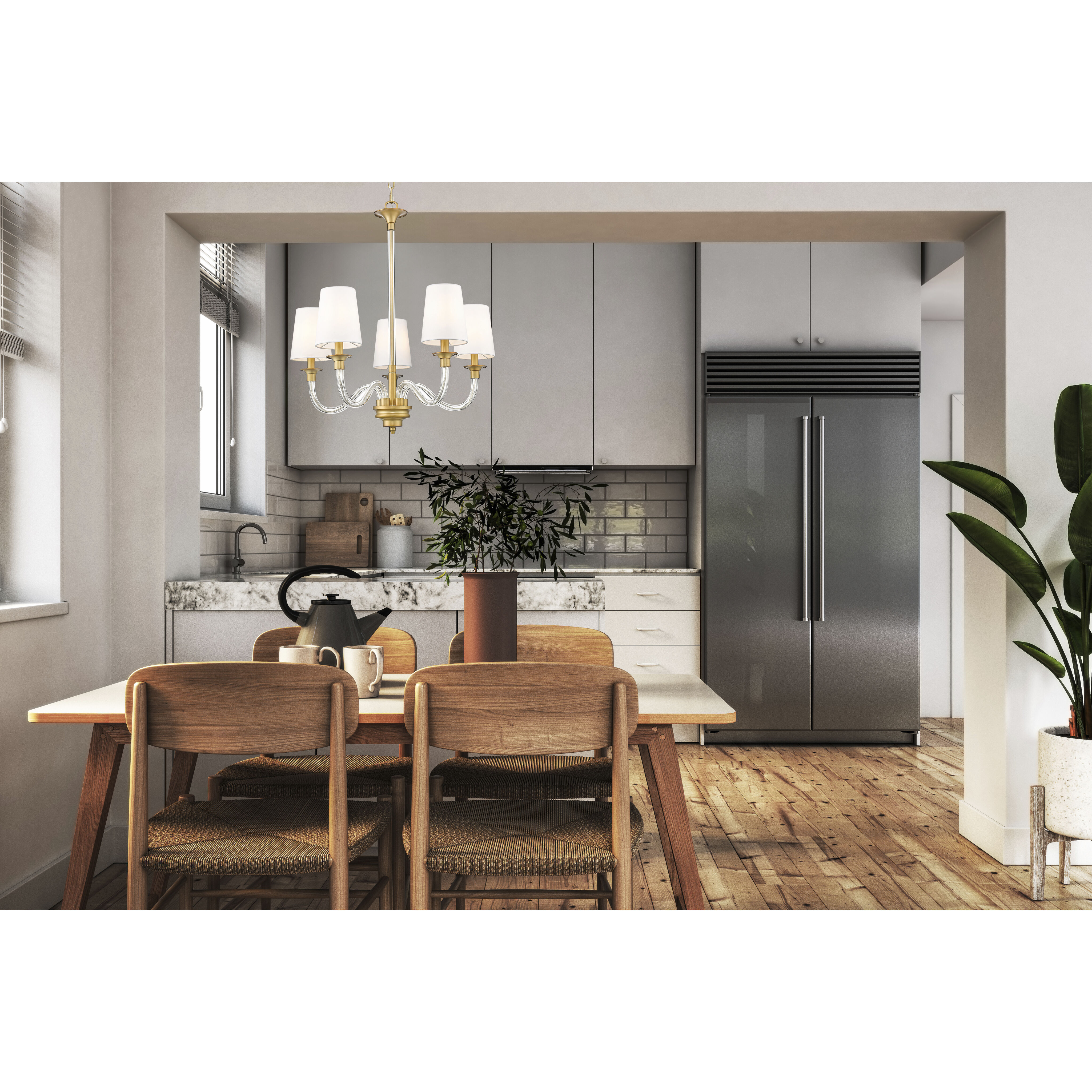 Katerina 5 Light 24 inch Rubbed Brass Chandelier Ceiling Light