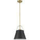 Z-Studio 1 Light 12.5 inch Matte Black and Heritage Brass Pendant Ceiling Light