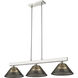 Players 3 Light 46 inch Brushed Nickel Billiard Ceiling Light in Smoke Acrylic