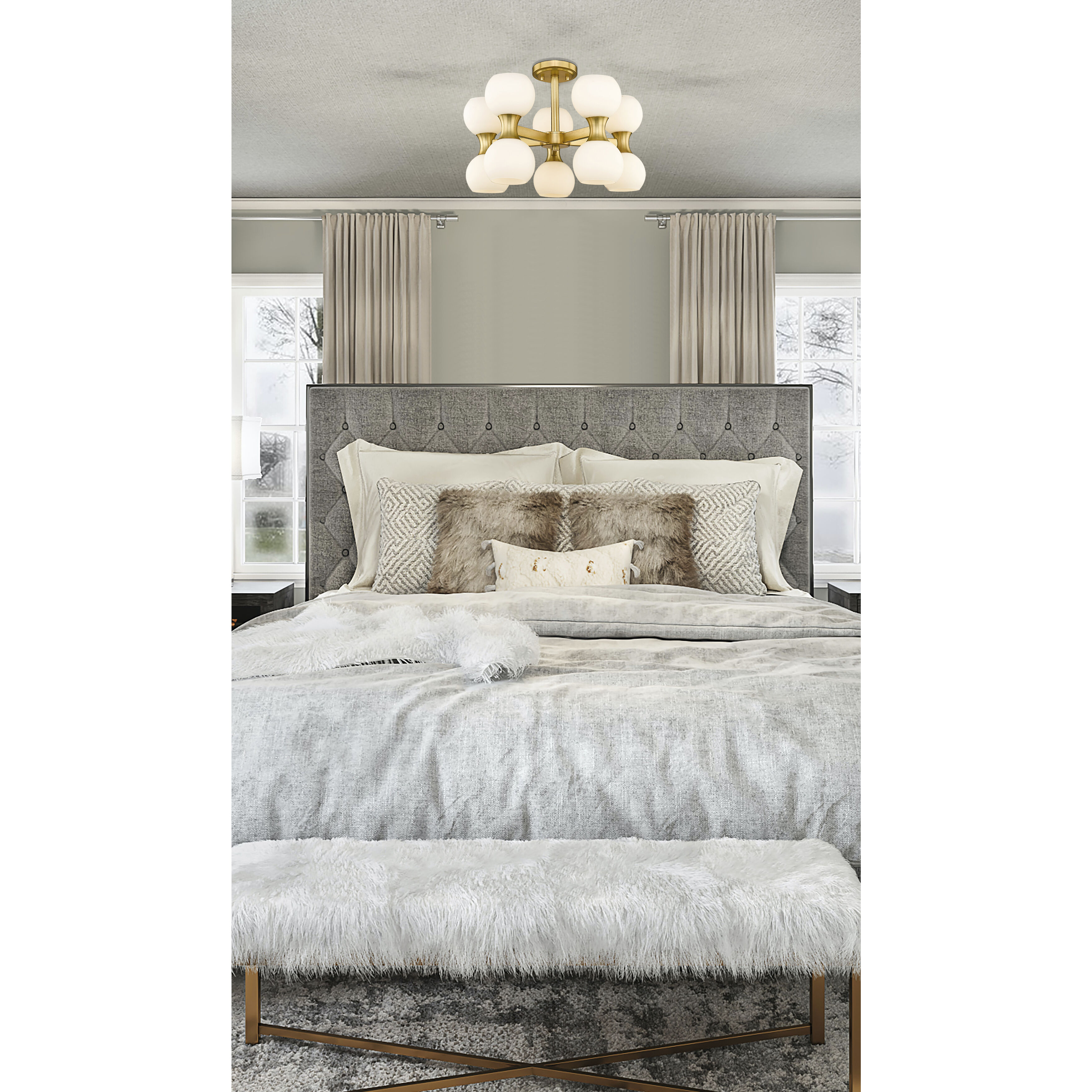 Artemis 10 Light 21 inch Modern Gold Semi Flush Mount Ceiling Light