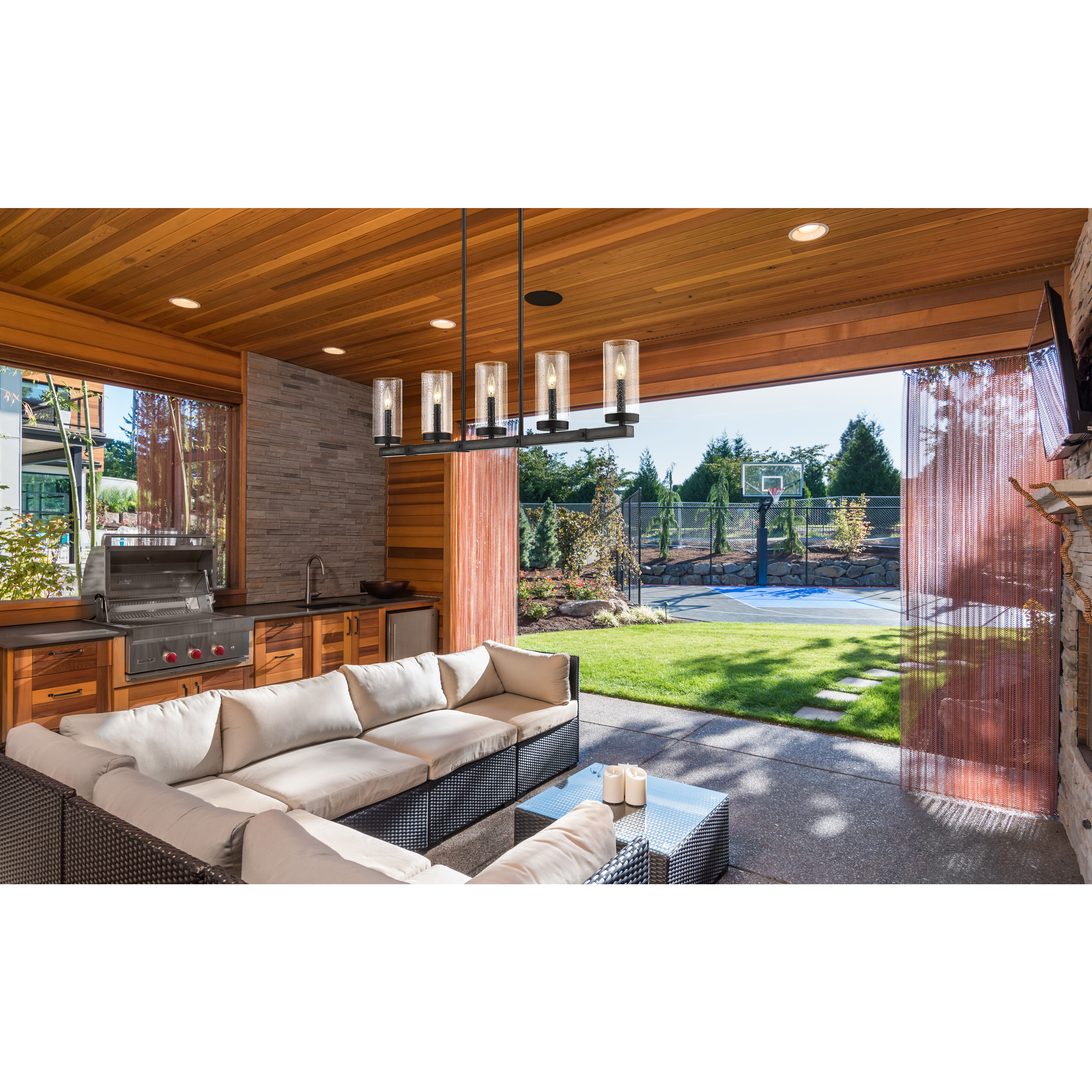 Marlow 5 Light 4.5 inch Ashen Barnboard Outdoor Linear Chandelier