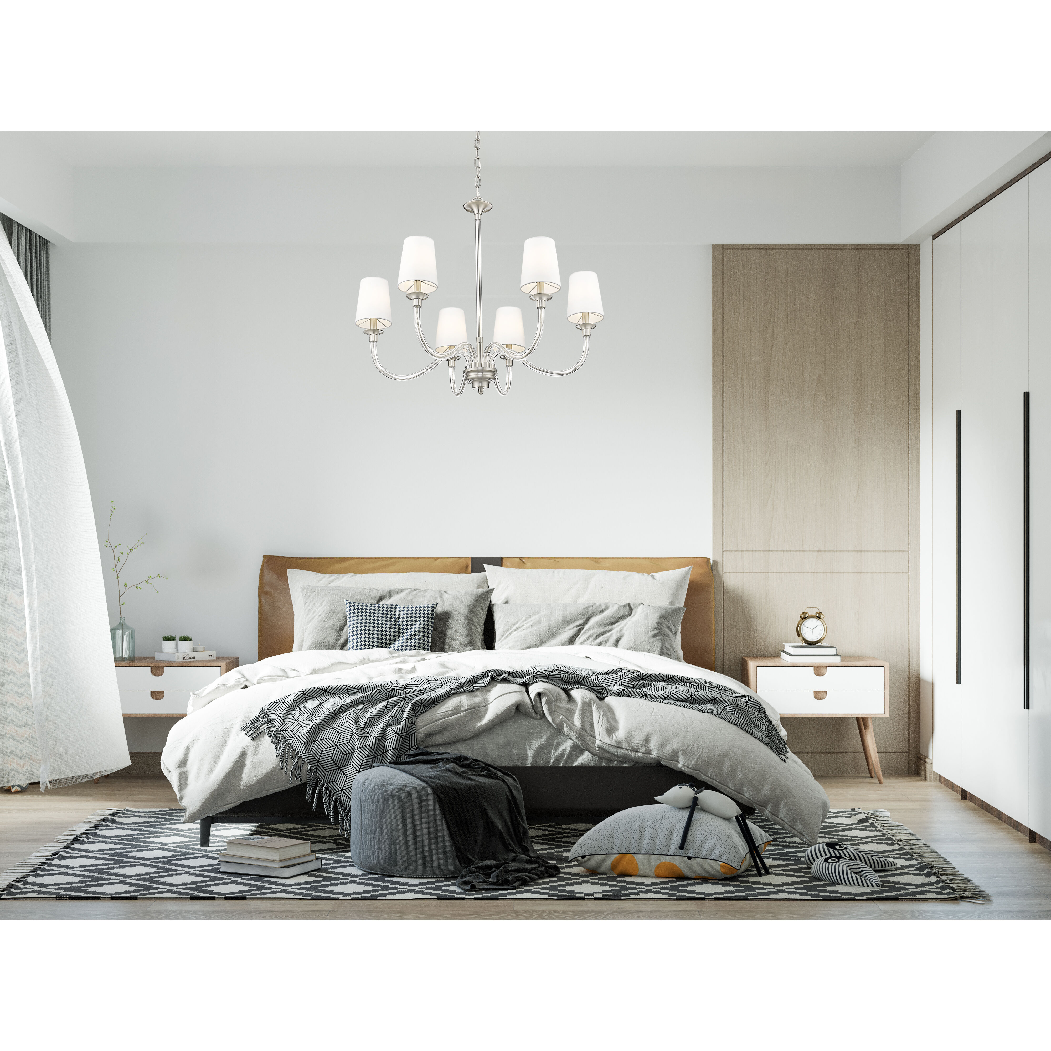 Katerina 6 Light 32 inch Brushed Nickel Chandelier Ceiling Light