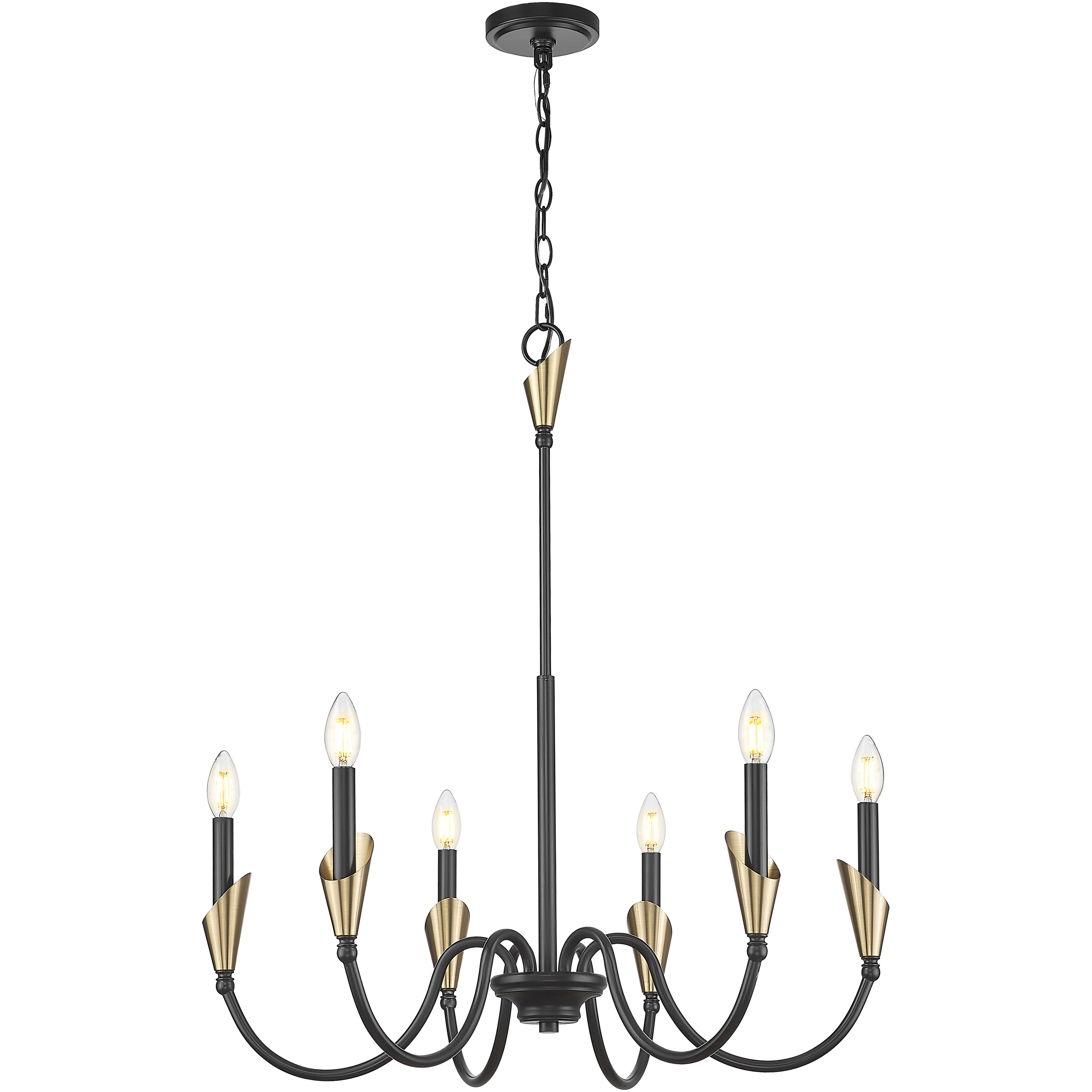 Claudelle 6 Light 32 inch Matte Black and Modern Gold Chandelier Ceiling Light