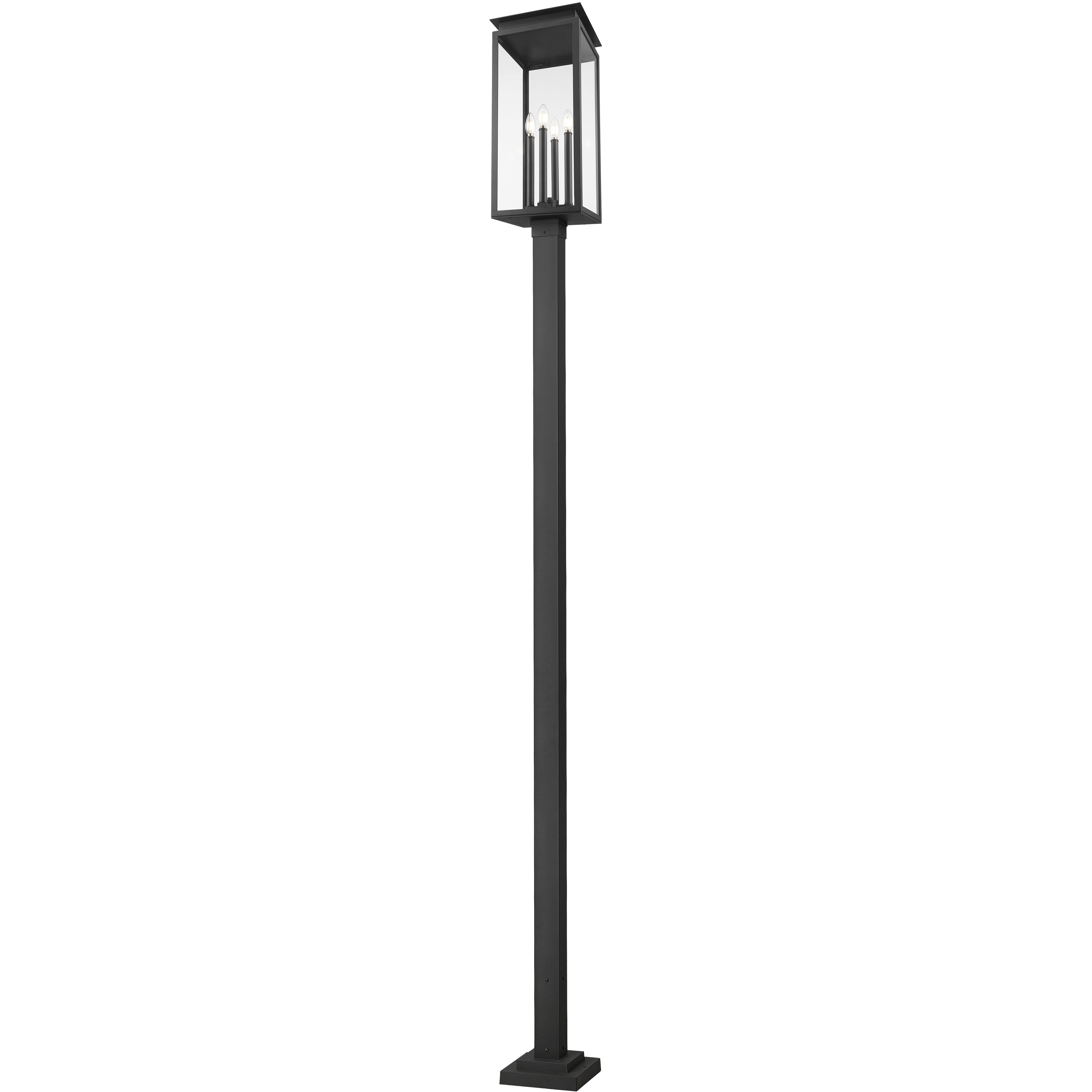 Nova 4 Light 120.75 inch Black Outdoor Post Mounted Fixture in Clear Glass