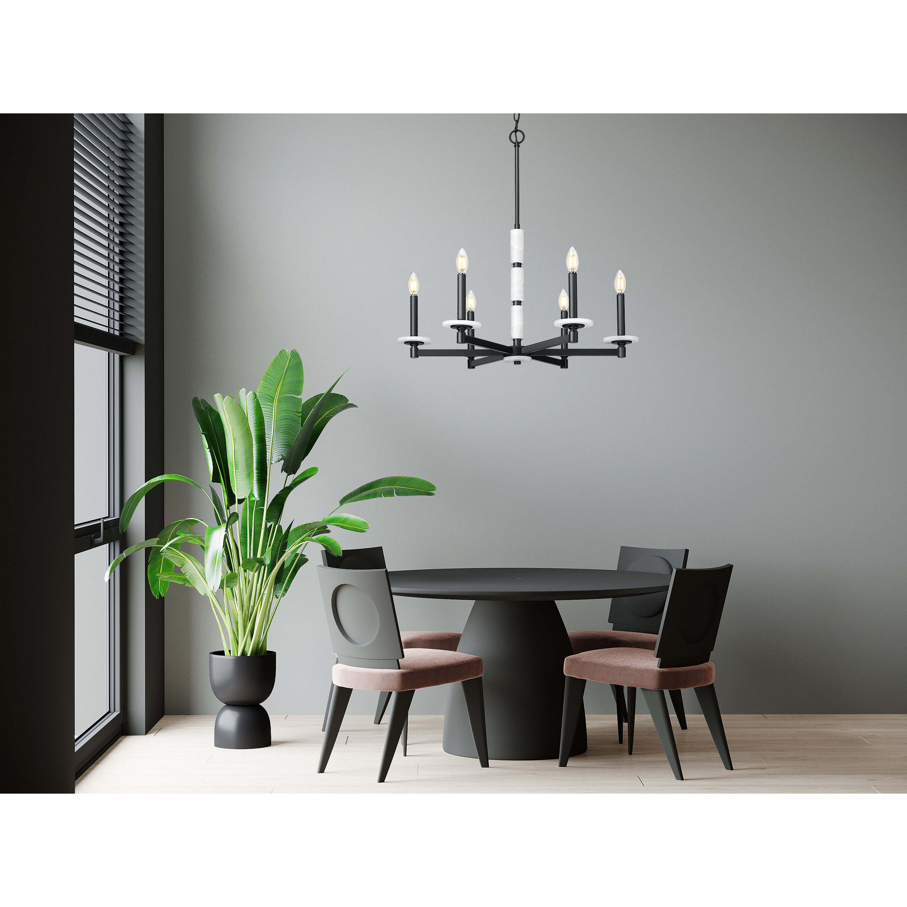 Kaden 6 Light 28 inch Matte Black Chandelier Ceiling Light