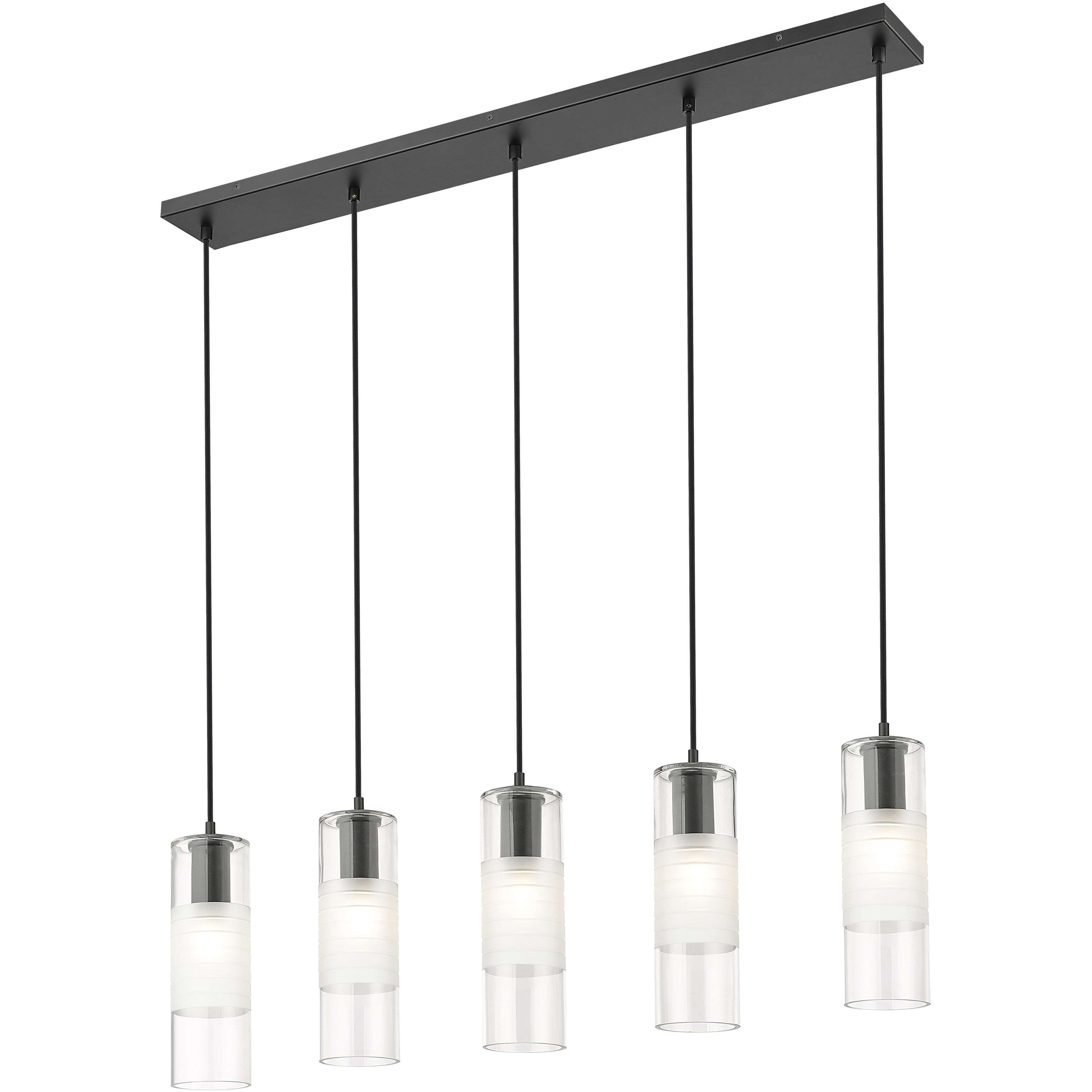 Alton 5 Light 42 inch Matte Black Linear Chandelier Ceiling Light