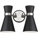 Soriano 2 Light 12 inch Matte Black and Brushed Nickel Wall Sconce Wall Light
