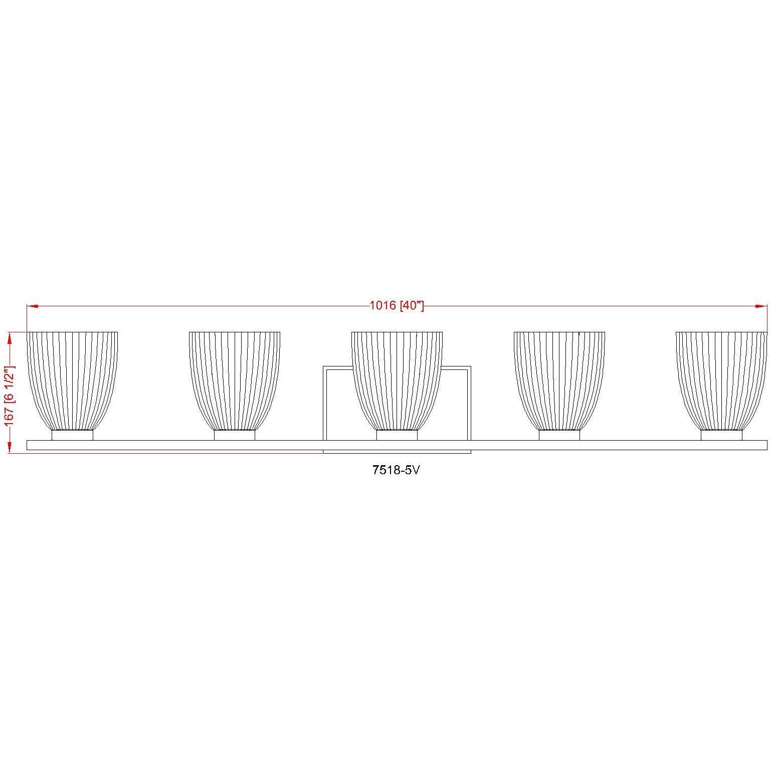 Naya 5 Light 40 inch Modern Gold Bath Vanity Light Wall Light