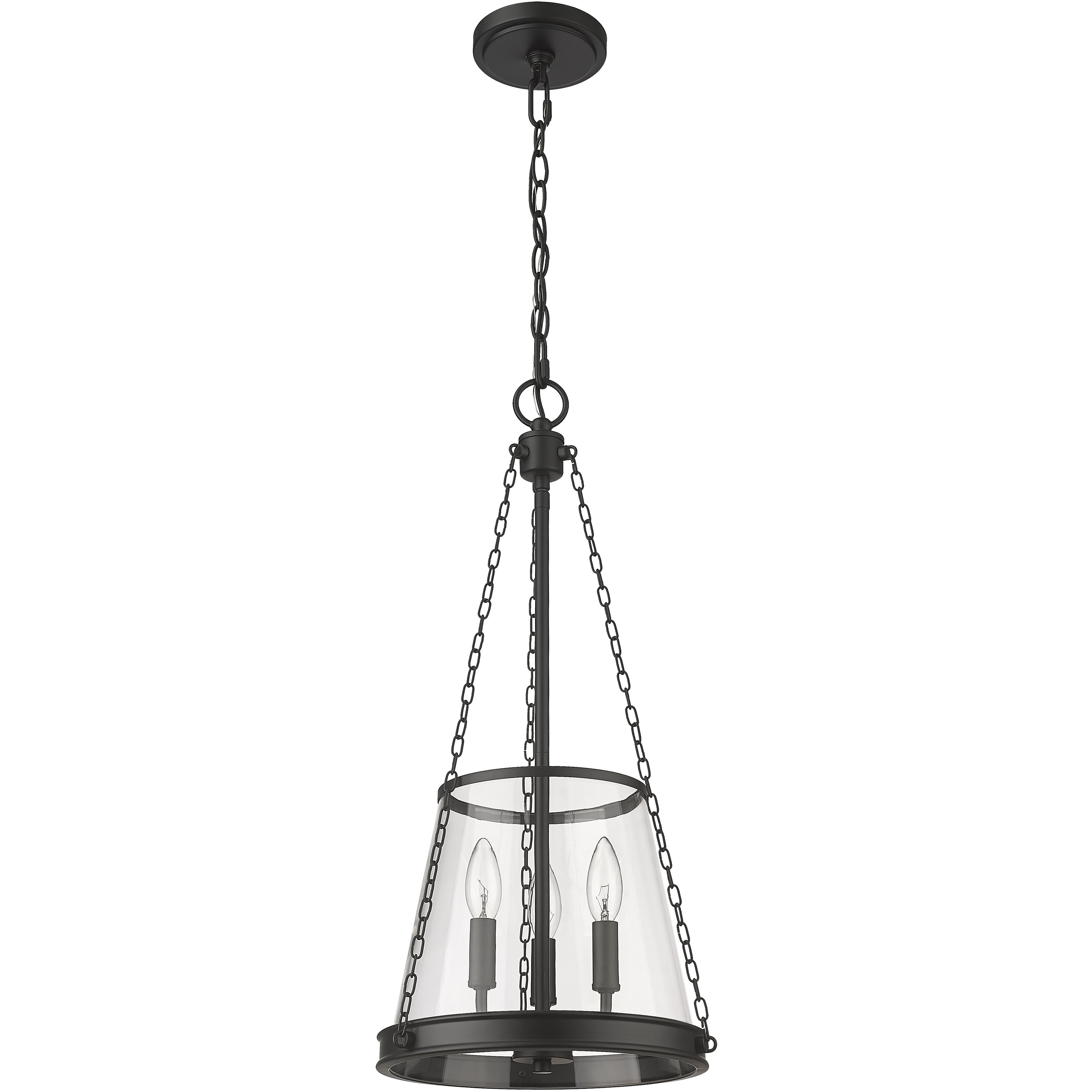 Prescott 3 Light 12 inch Matte Black Pendant Ceiling Light
