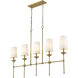 Emily 5 Light 51 inch Rubbed Brass Linear Chandelier Ceiling Light