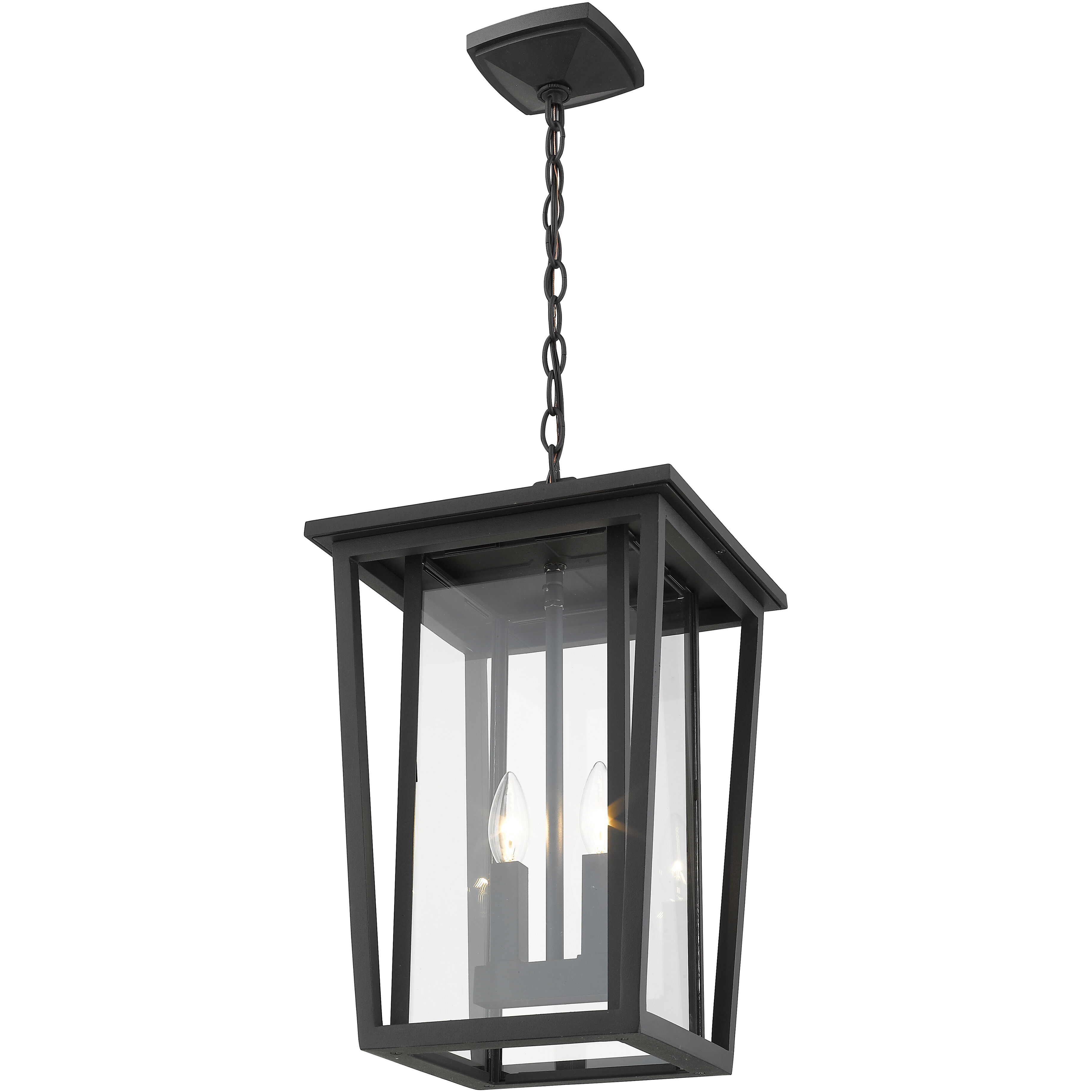 Seoul 2 Light 11.25 inch Black Outdoor Chain Mount Ceiling Fixture
