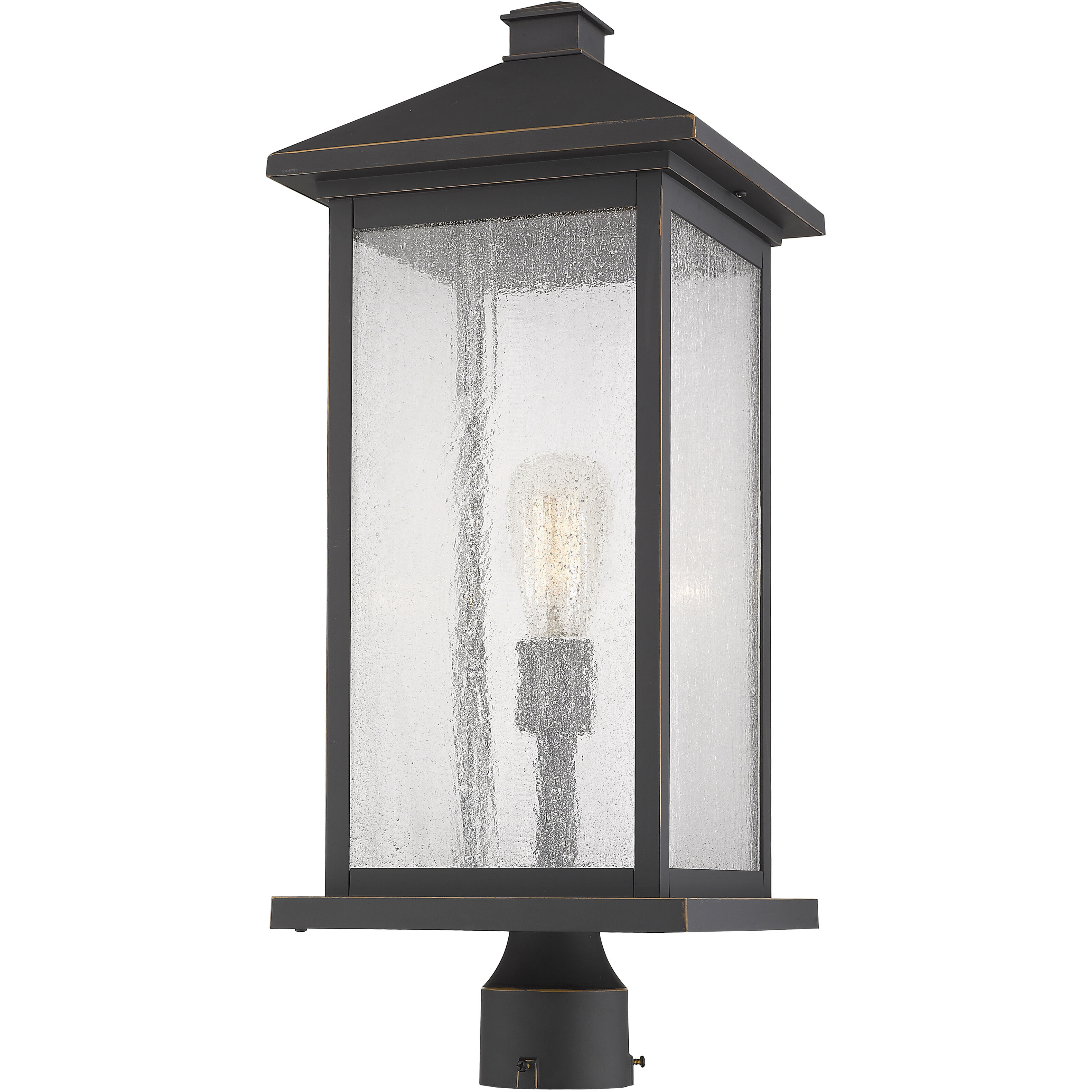 Portland 1 Light 24 inch Oil Rubbed Bronze Outdoor Post Mount Fixture in Clear Seedy Glass, 12