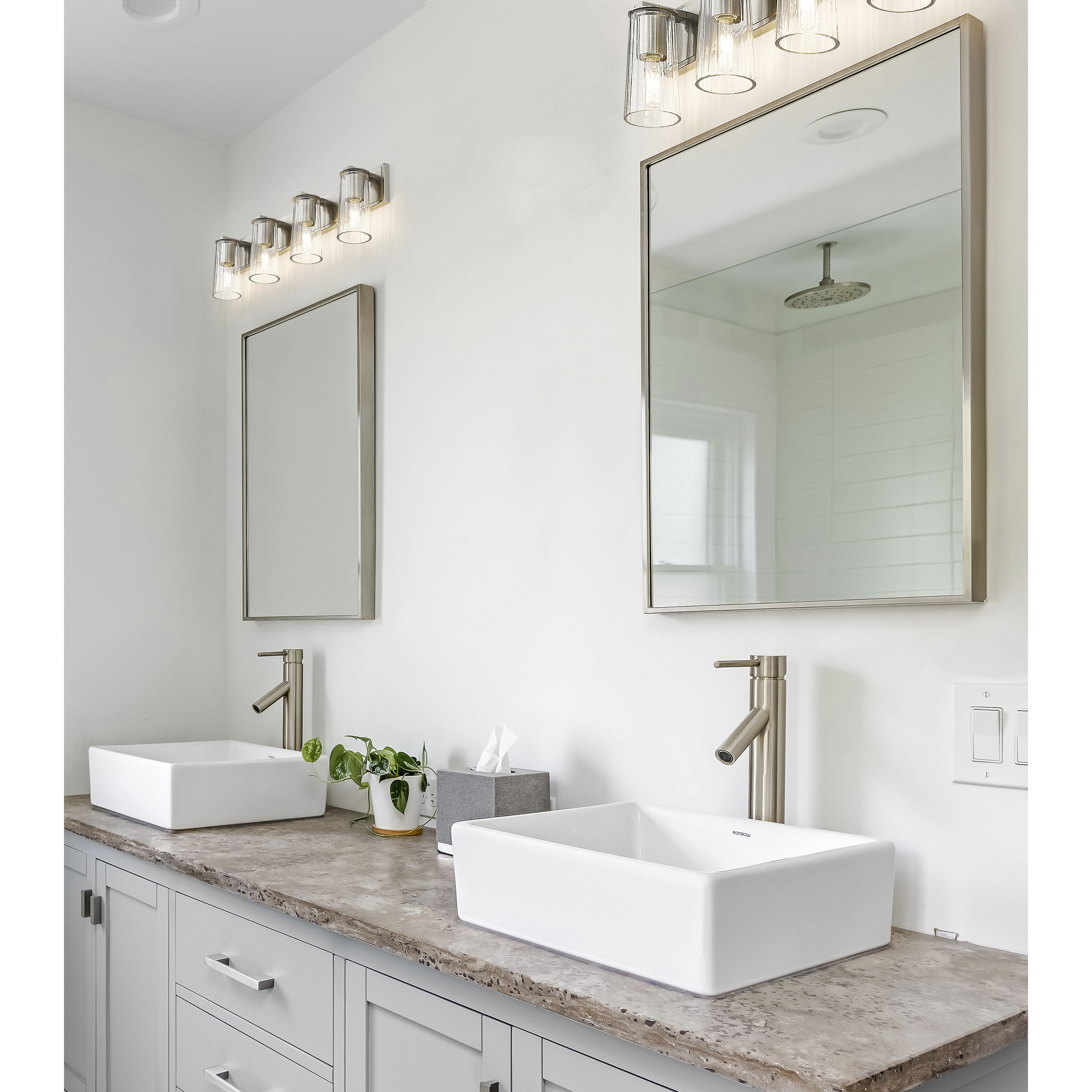 Titus 4 Light 32 inch Brushed Nickel Bath Vanity Light Wall Light