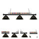 Shark 3 Light 58 inch Matte Black Billiard Ceiling Light in Smoke Acrylic