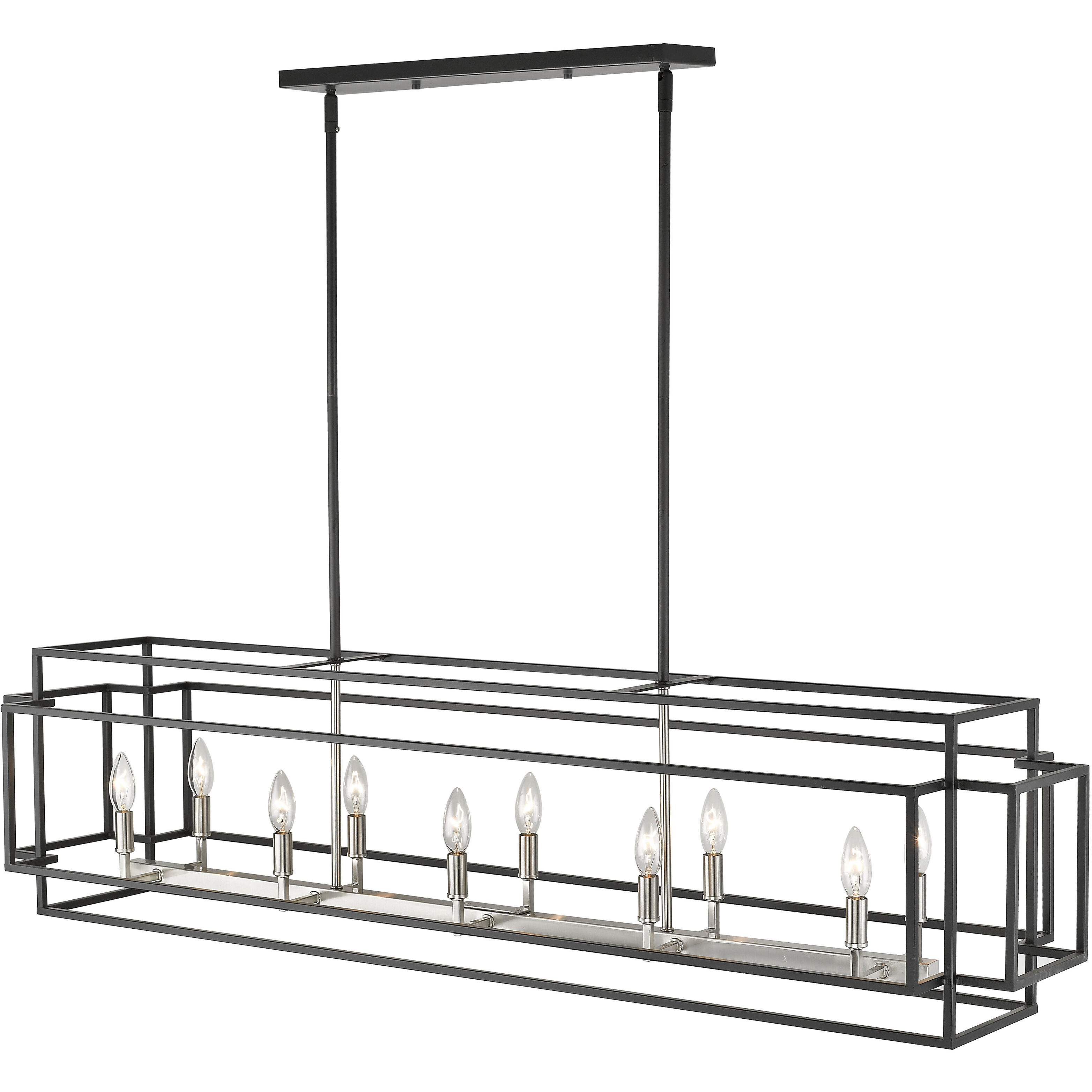 Titania 10 Light 54 inch Black and Brushed Nickel Linear Chandelier Ceiling Light