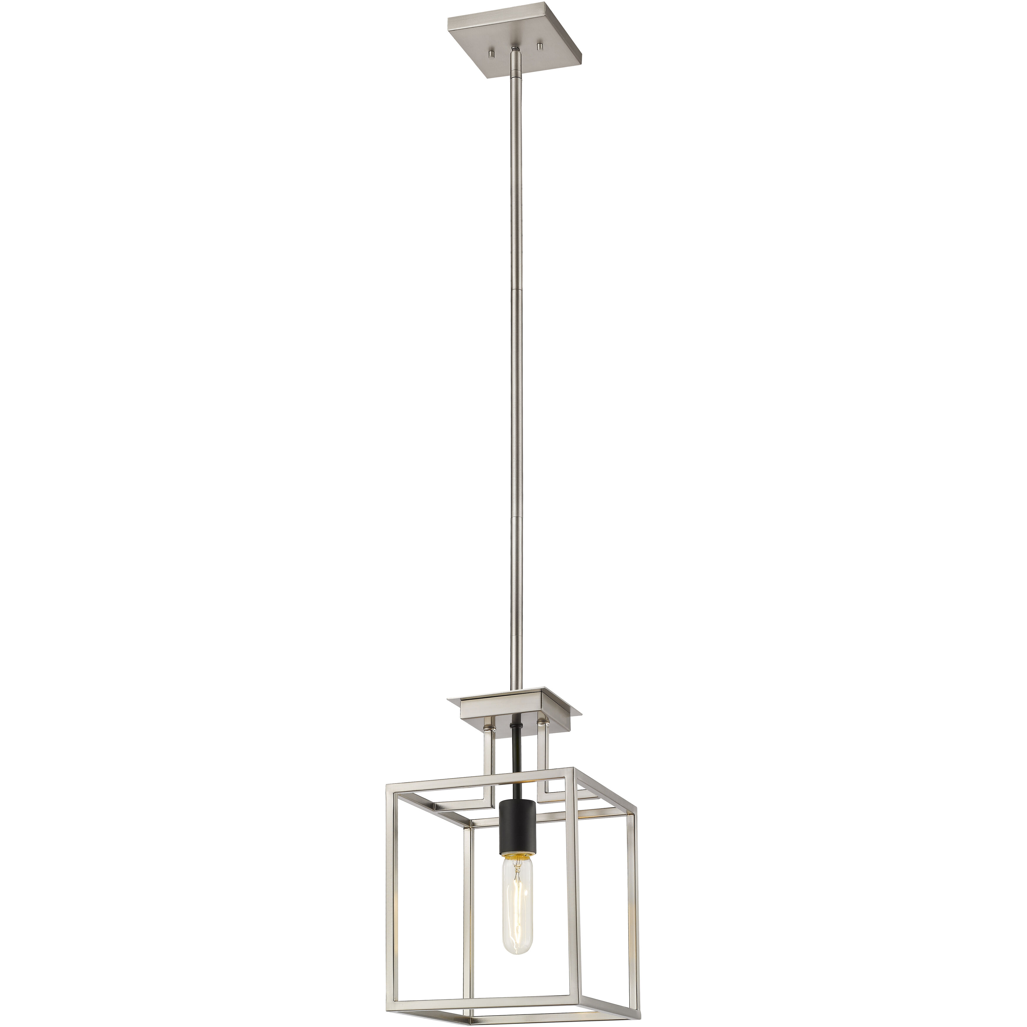 Quadra 1 Light 8 inch Brushed Nickel and Black Pendant Ceiling Light