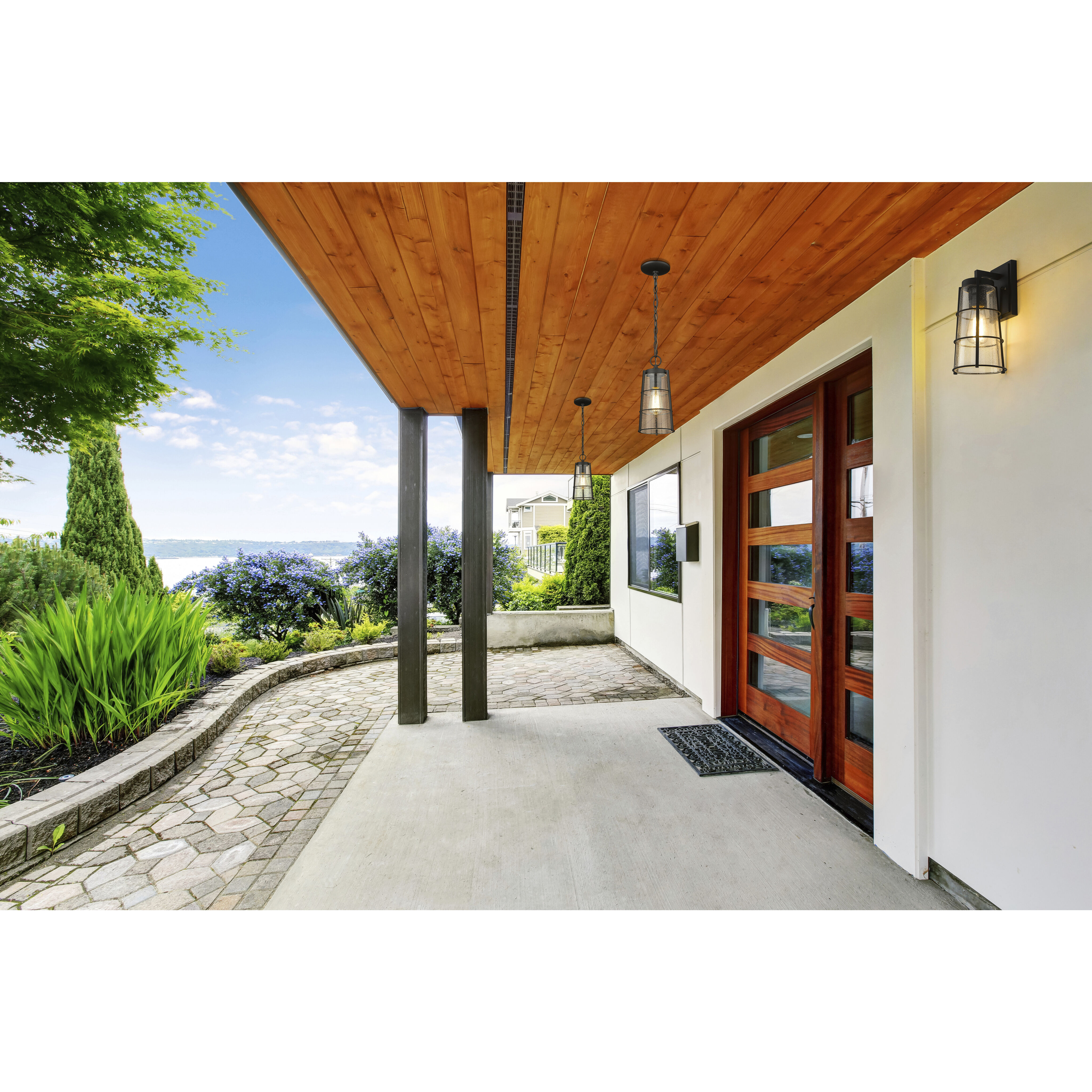 Helix 1 Light 6 inch Black Outdoor Chain Mount Ceiling Fixture