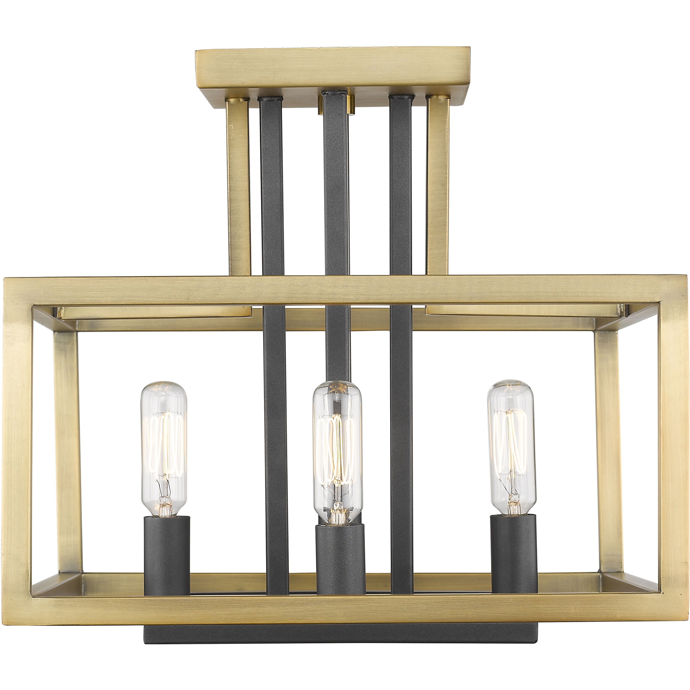 Quadra 4 Light 12 inch Olde Brass and Bronze Semi Flush Mount Ceiling Light in 5.61