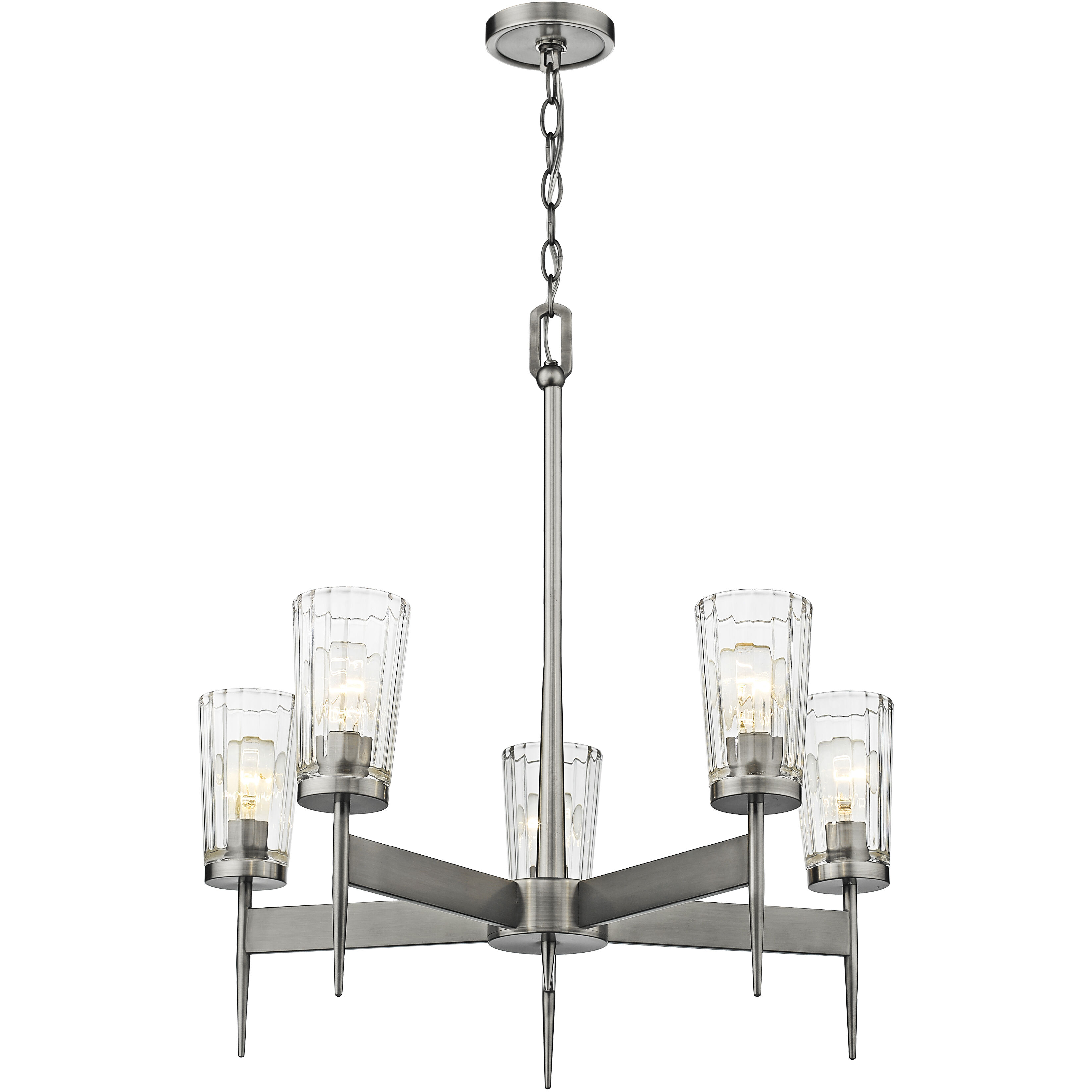 Flair 5 Light 25.5 inch Antique Nickel Chandelier Ceiling Light in 14