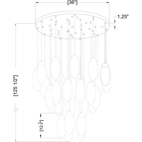 Arden 27 Light 36 inch Brushed Nickel Chandelier Ceiling Light