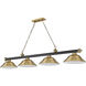 Cordon 4 Light 81.75 inch Matte Black and Rubbed Brass Billiard Ceiling Light in Rubbed Brass Metal