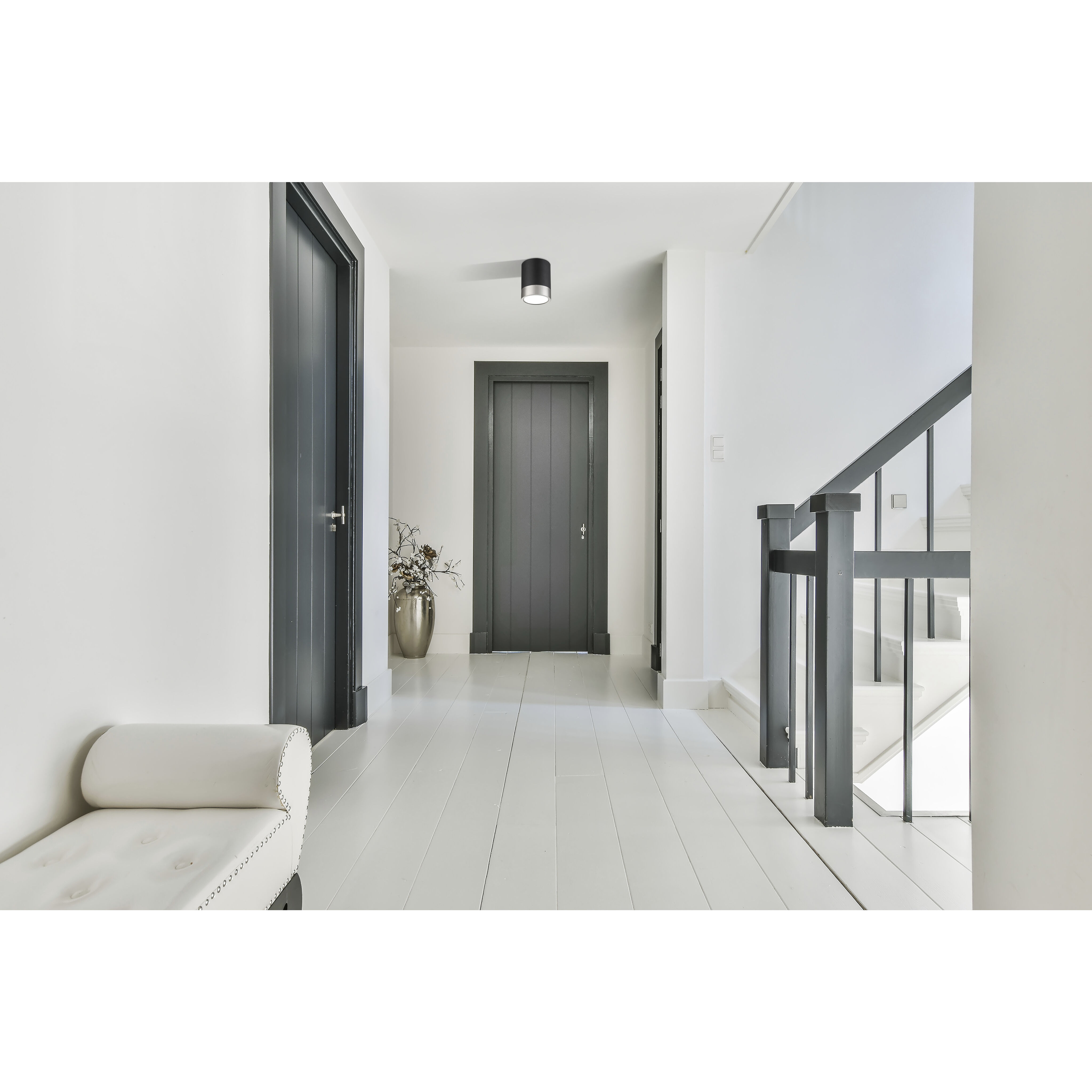 Algar LED 6 inch Matte Black and Brushed Nickel Flush Mount Ceiling Light