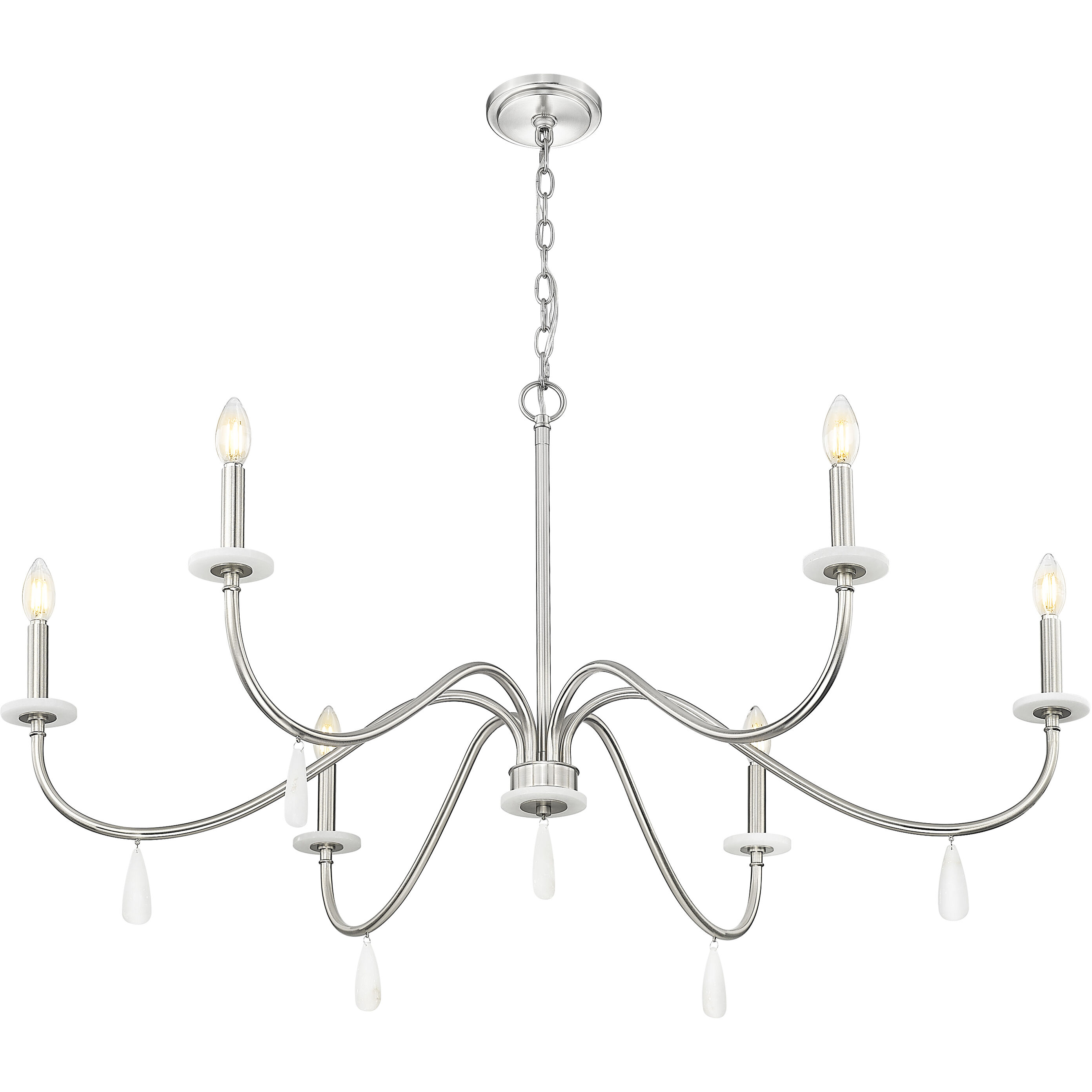 Toussant 6 Light 45 inch Brushed Nickel Chandelier Ceiling Light