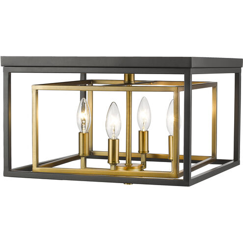 Euclid 4 Light 15 inch Olde Brass and Bronze Flush Mount Ceiling Light