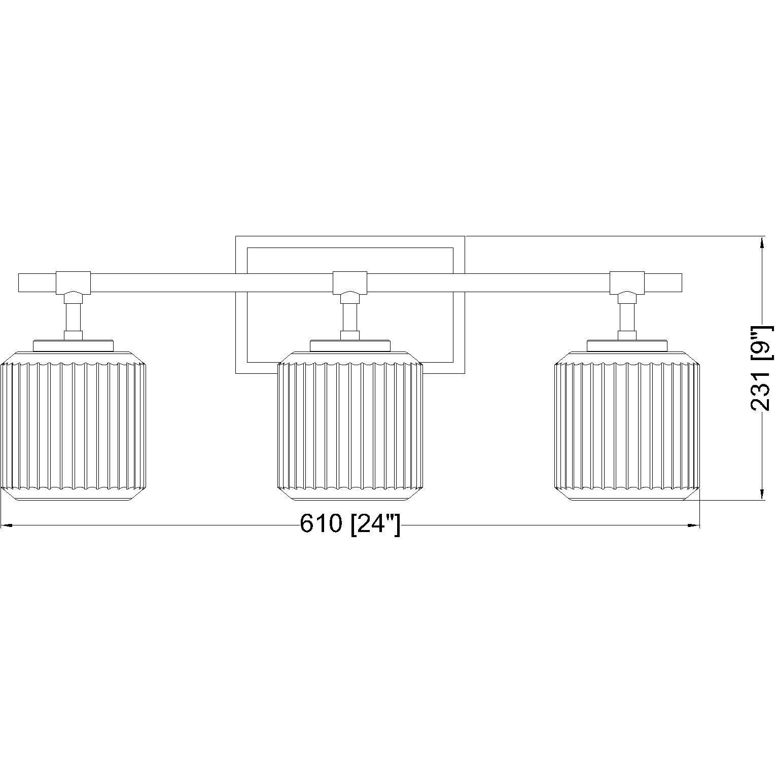 Landon 3 Light 24 inch Modern Gold Vanity Wall Light