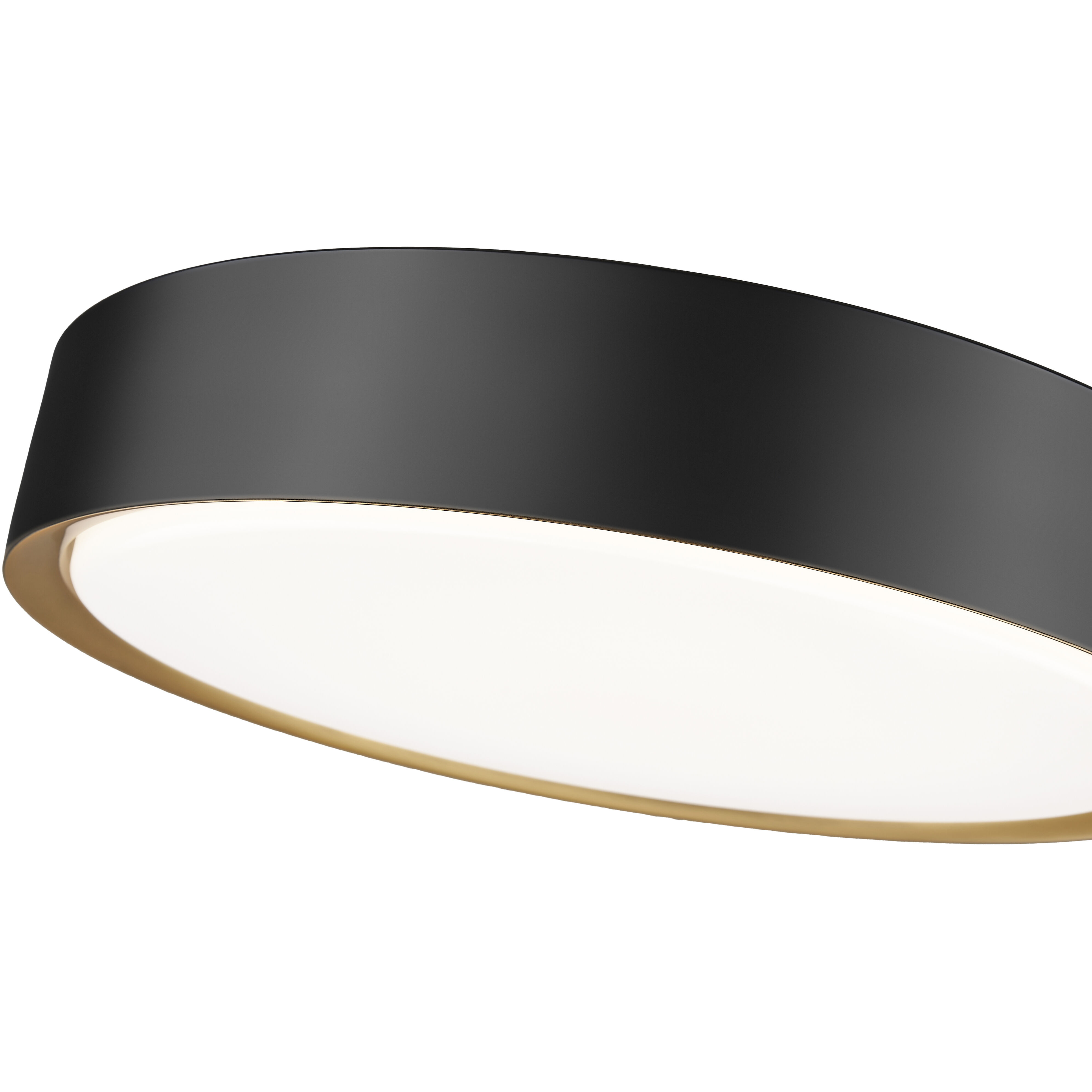 Kawan LED 16 inch Matte Black and Modern Gold Flush Mount Ceiling Light