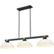 Bronte 3 Light 52.25 inch Matte Black and Rubbed Brass Billiard Light Ceiling Light in Matte Opal Glass