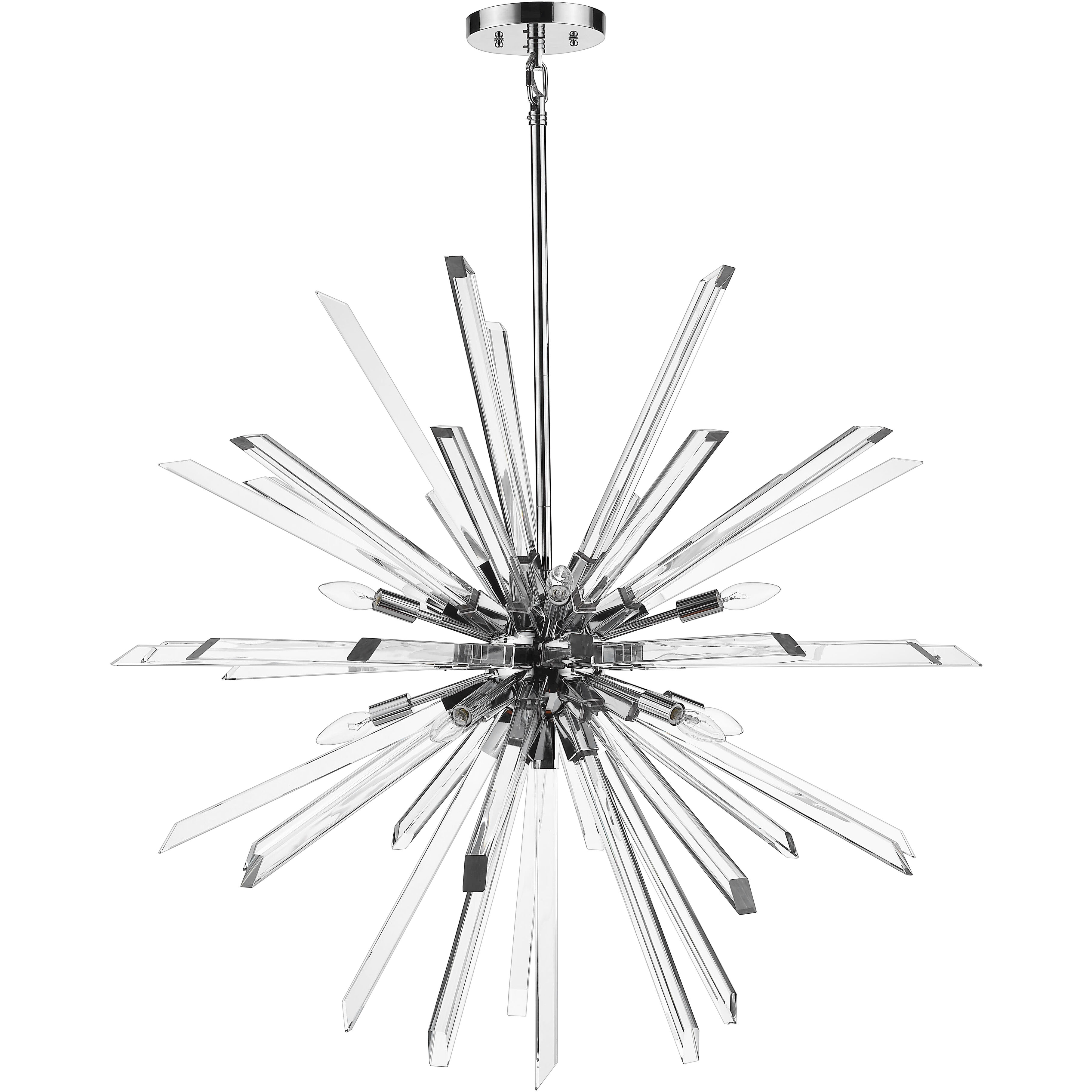 Burst 10 Light 41.5 inch Chrome Chandelier Ceiling Light in 84